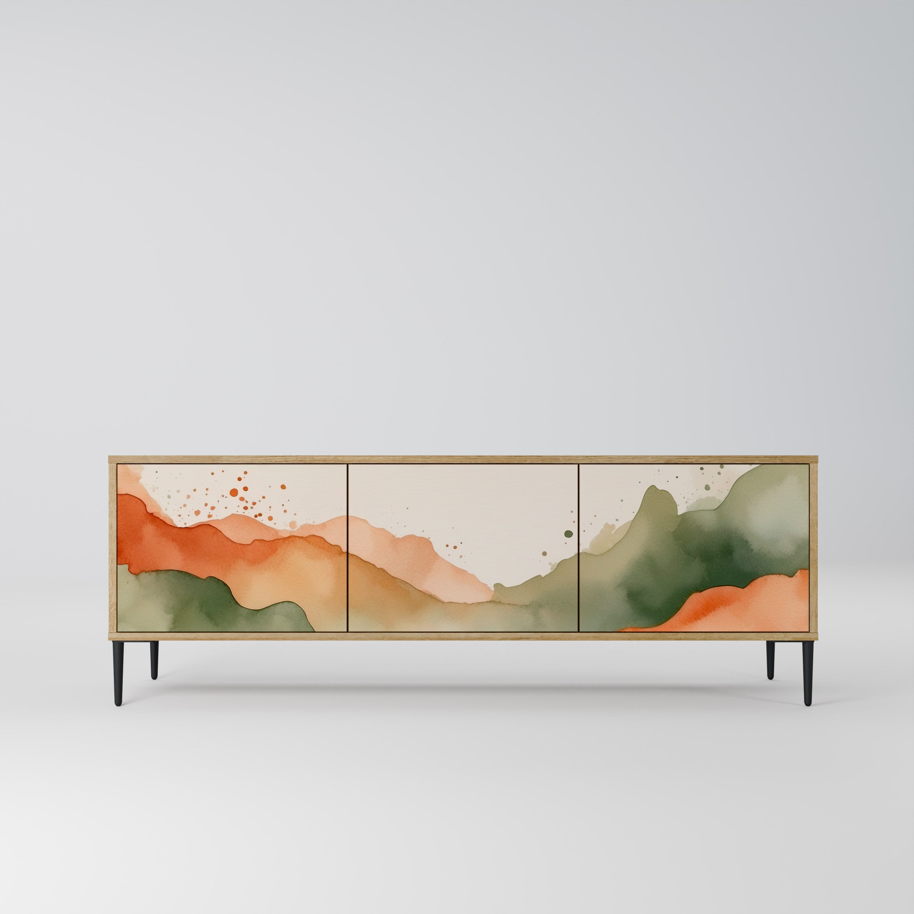 WATERCOLOUR PEAKS 3-Door TV Stand in Oak Effect