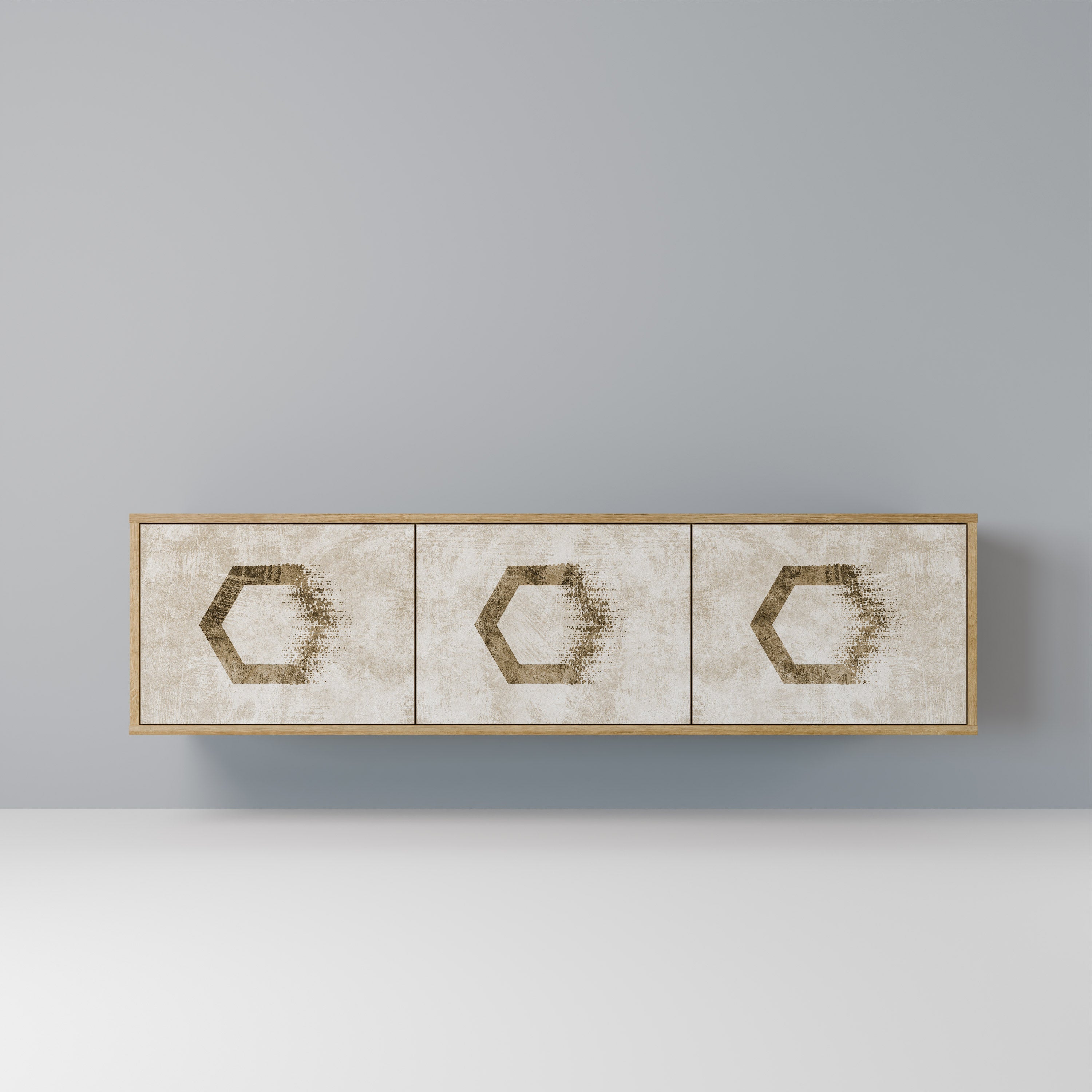 HEXAGONAL SHAPES TV-Lowboard mit 3 Türen in Eiche-Optik