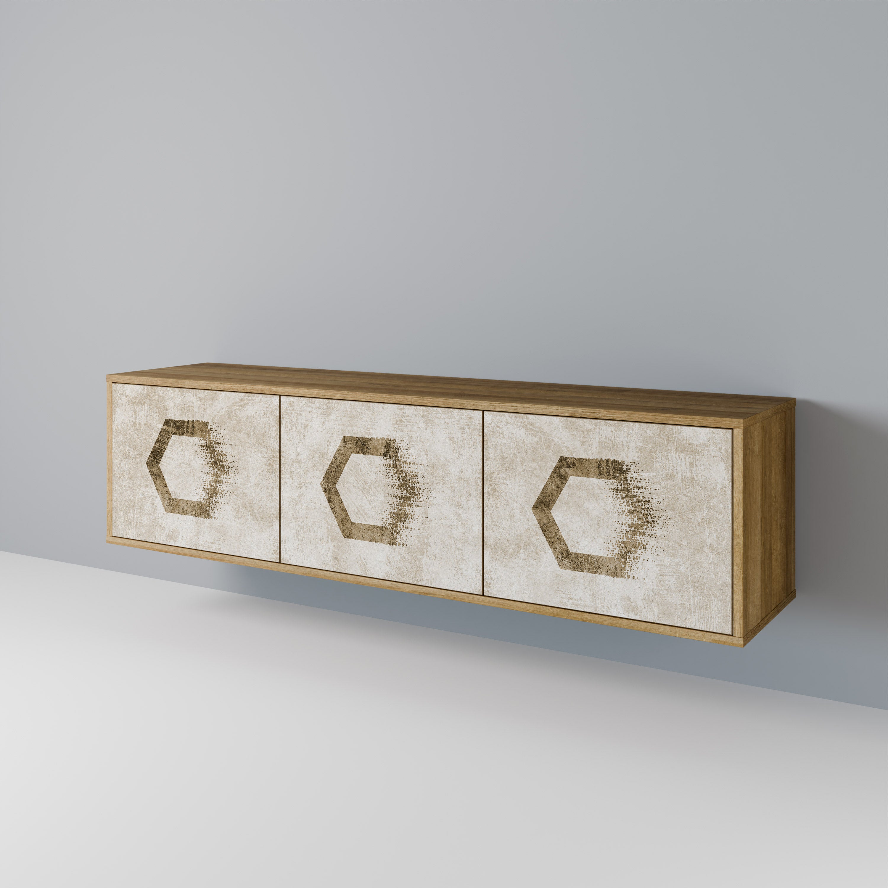 HEXAGONAL SHAPES 3-Door TV Cabinet