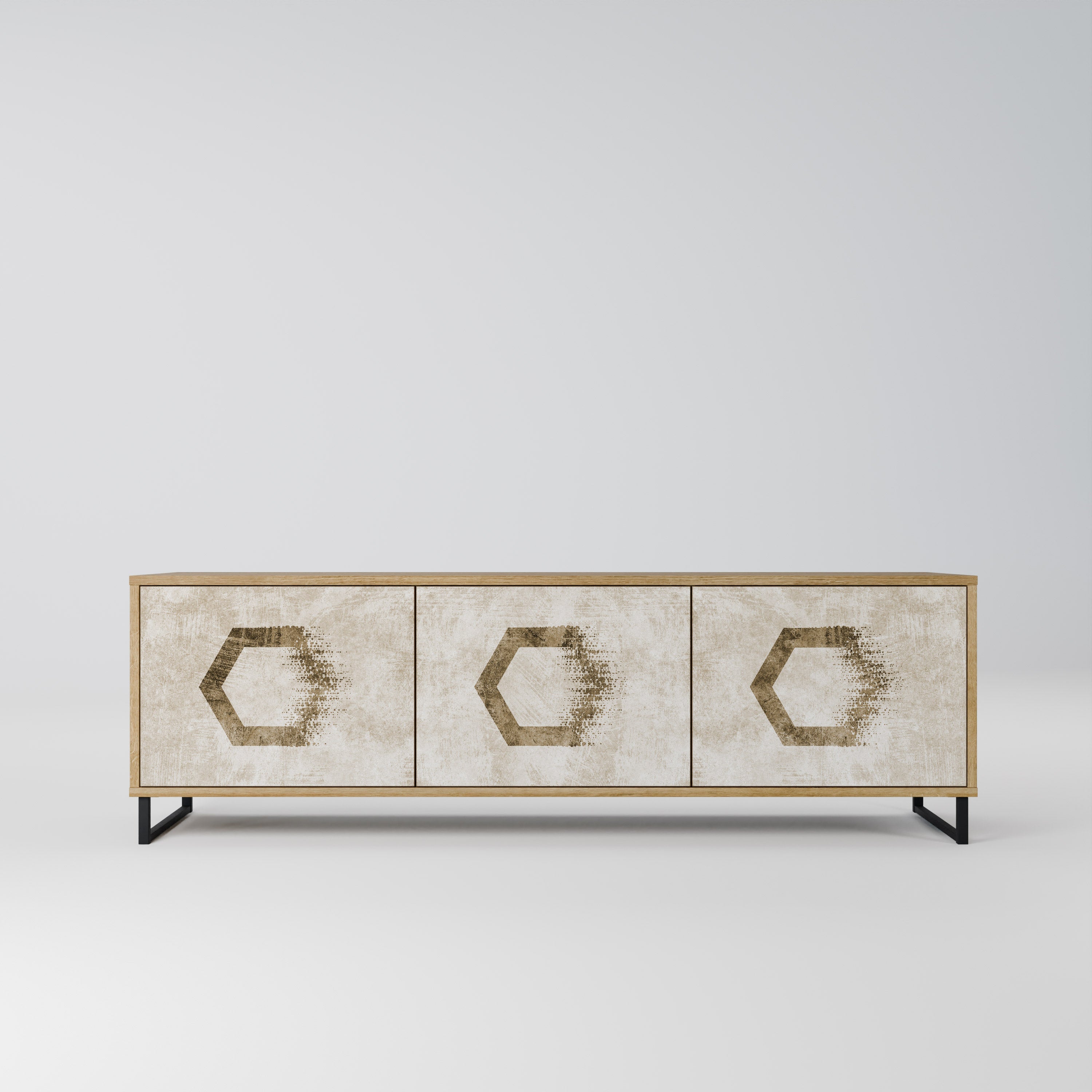 HEXAGONAL SHAPES TV-Lowboard mit 3 Türen in Eiche-Optik