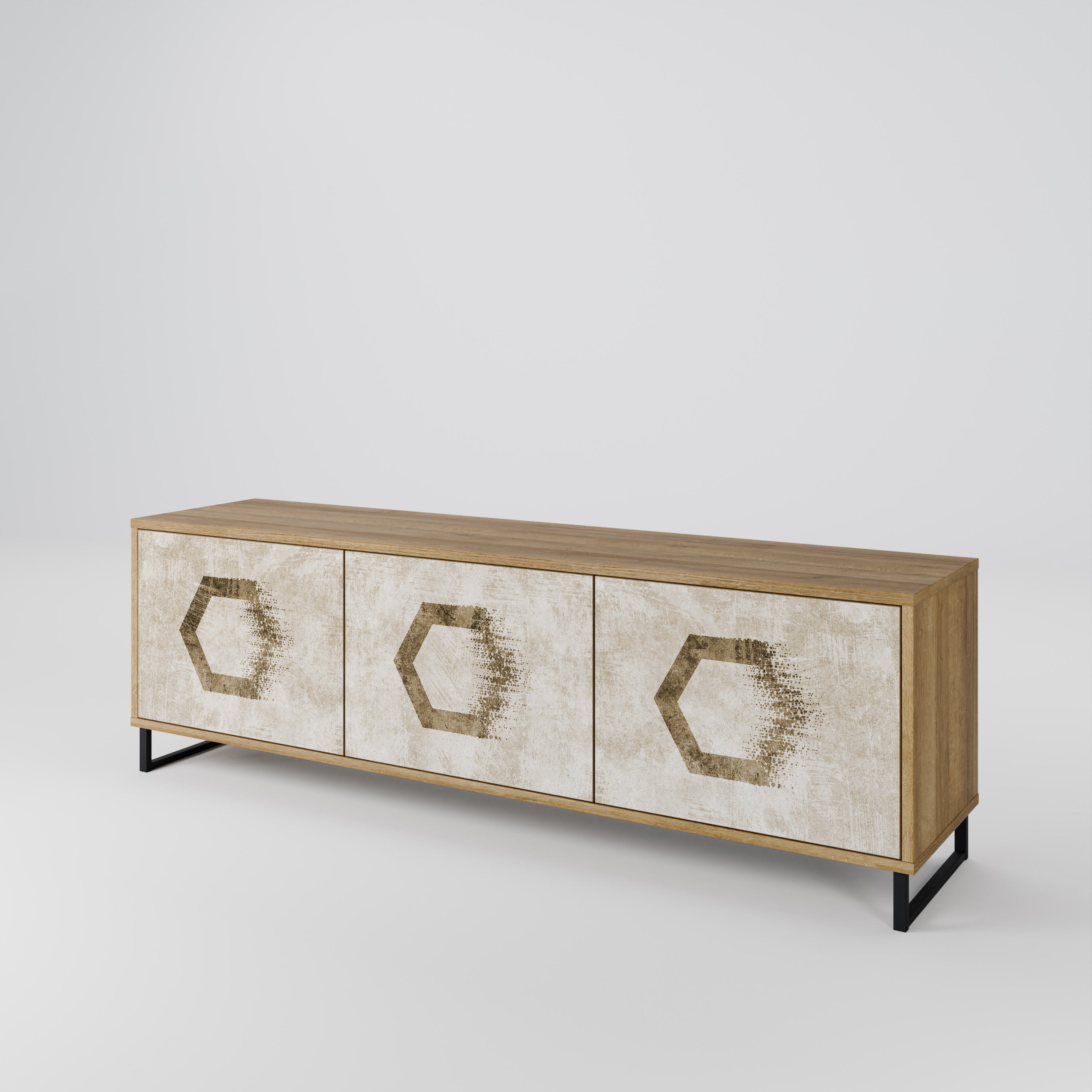 HEXAGONAL SHAPES 3-Door TV Cabinet