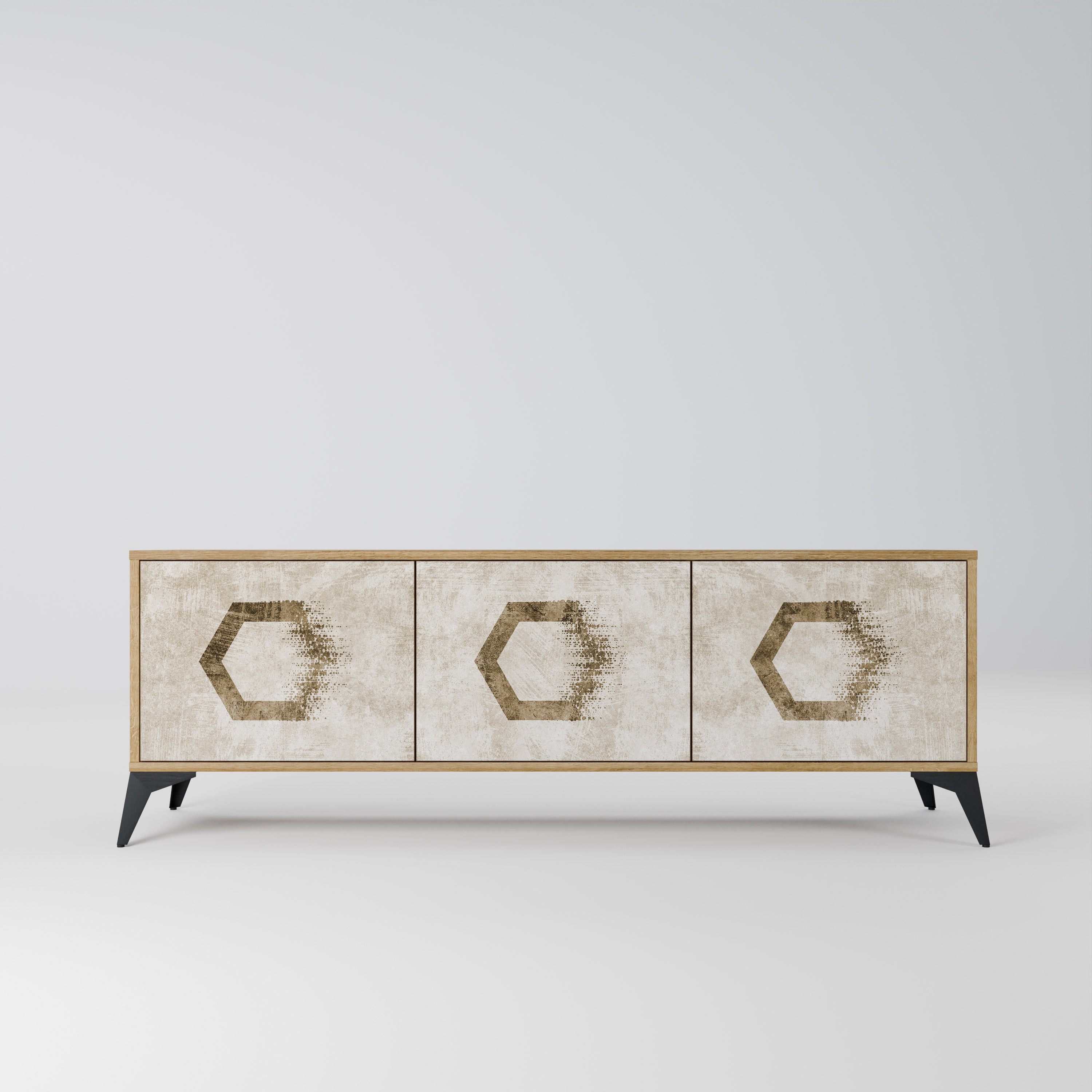 HEXAGONAL SHAPES TV-Lowboard mit 3 Türen in Eiche-Optik