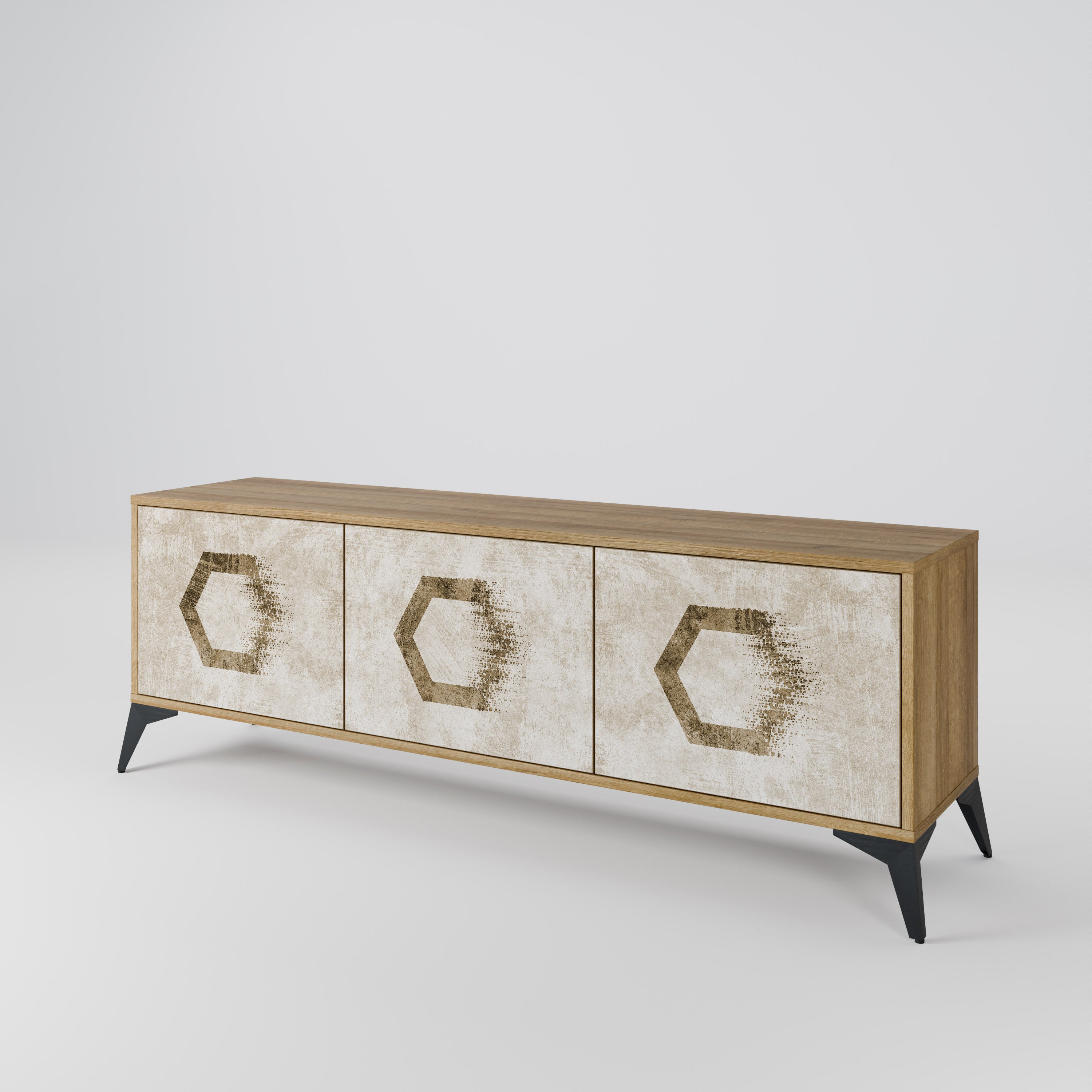 HEXAGONAL SHAPES 3-Door TV Cabinet