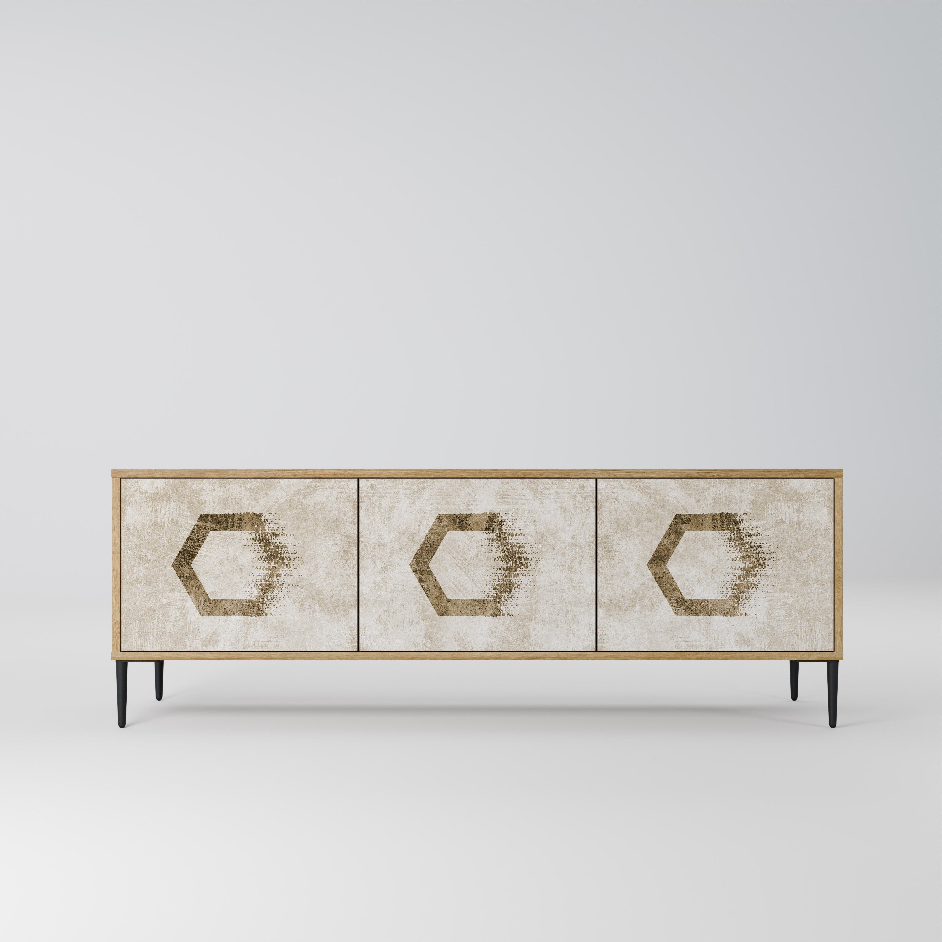 HEXAGONAL SHAPES TV-Lowboard mit 3 Türen in Eiche-Optik