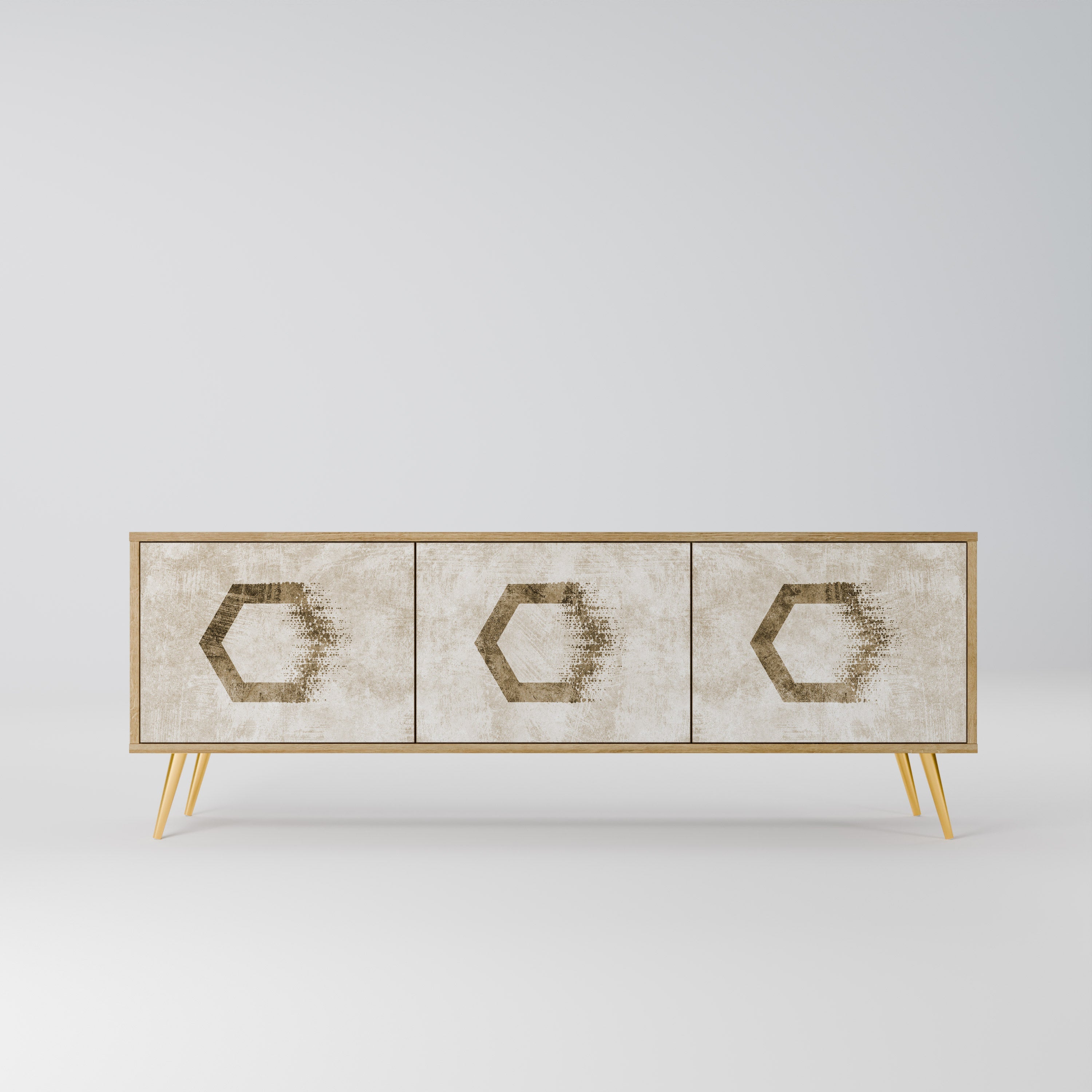 HEXAGONAL SHAPES TV-Lowboard mit 3 Türen in Eiche-Optik