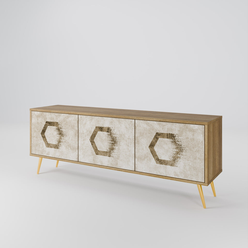 HEXAGONAL SHAPES TV-Lowboard mit 3 Türen in Eiche-Optik