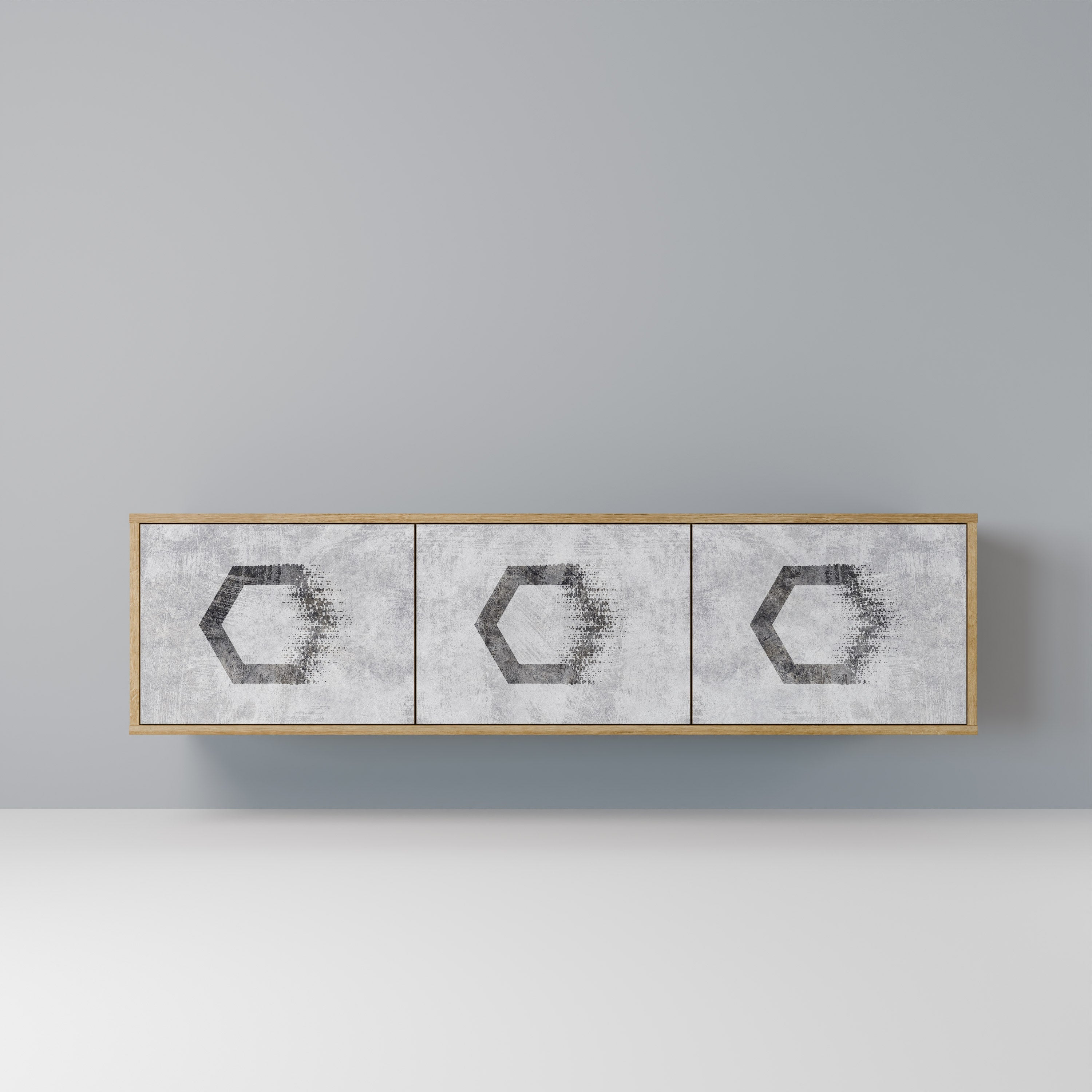 HEXAGONAL FIGURES TV-Lowboard mit 3 Türen in Eiche-Optik