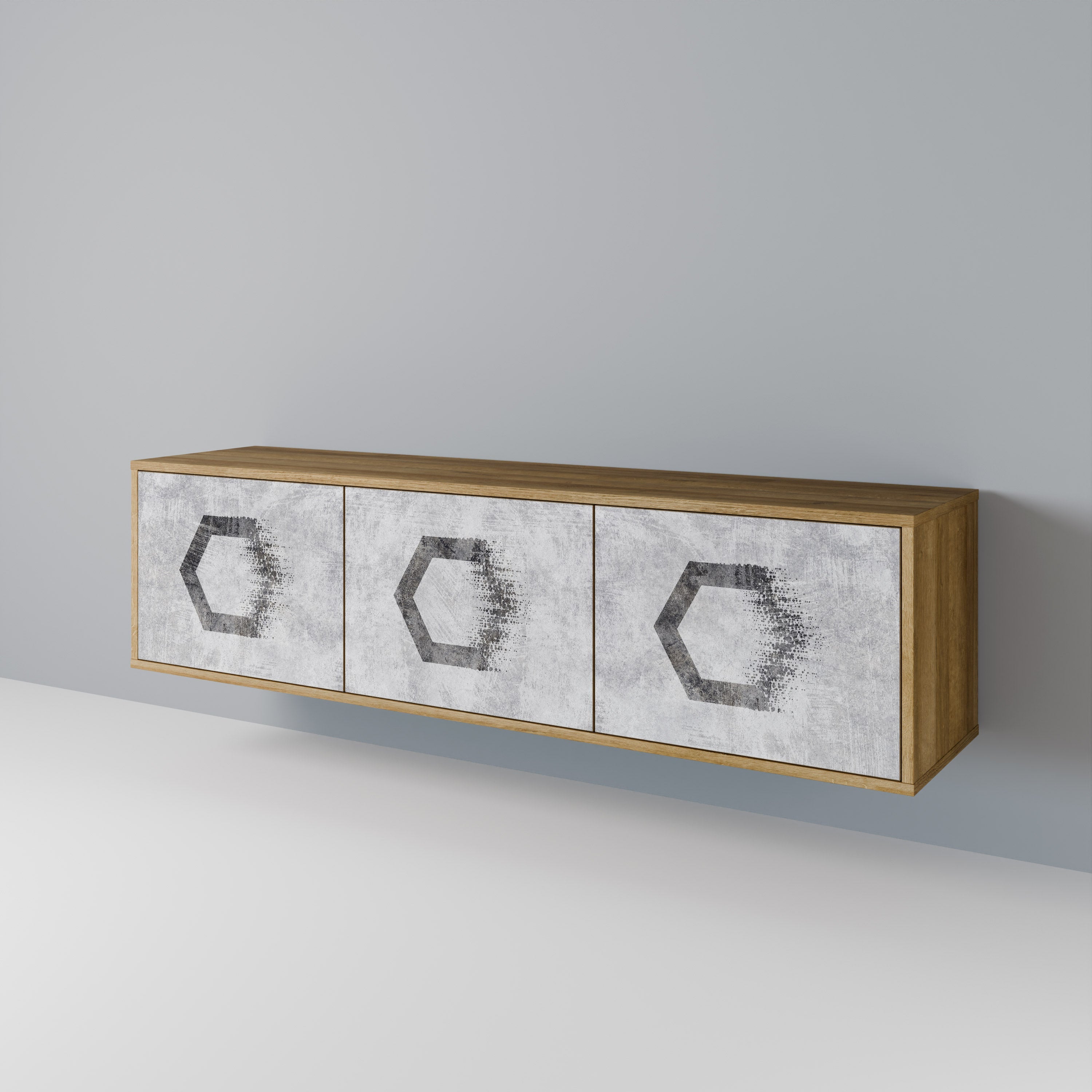 HEXAGONAL FIGURES TV-Lowboard mit 3 Türen in Eiche-Optik