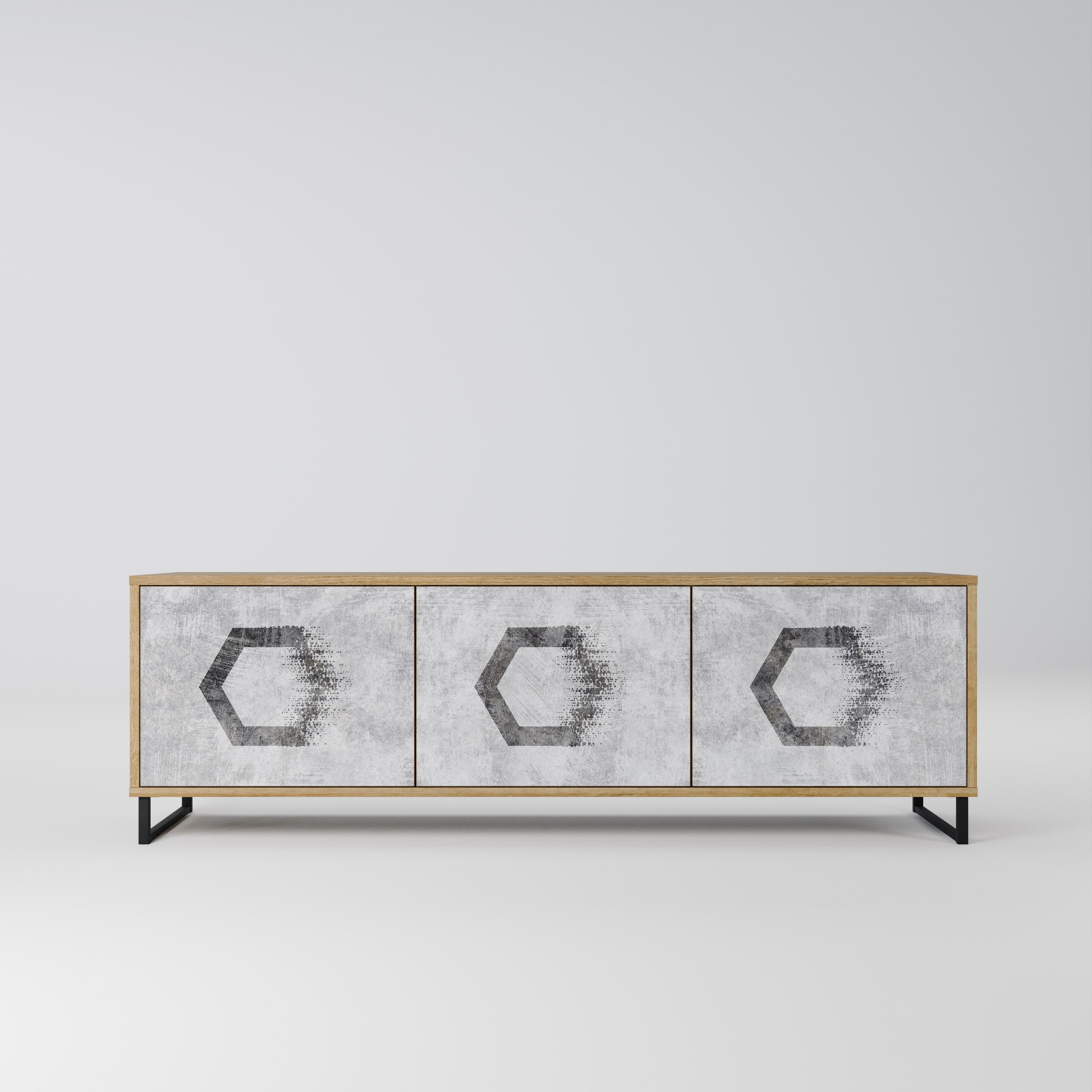 HEXAGONAL FIGURES TV-Lowboard mit 3 Türen in Eiche-Optik