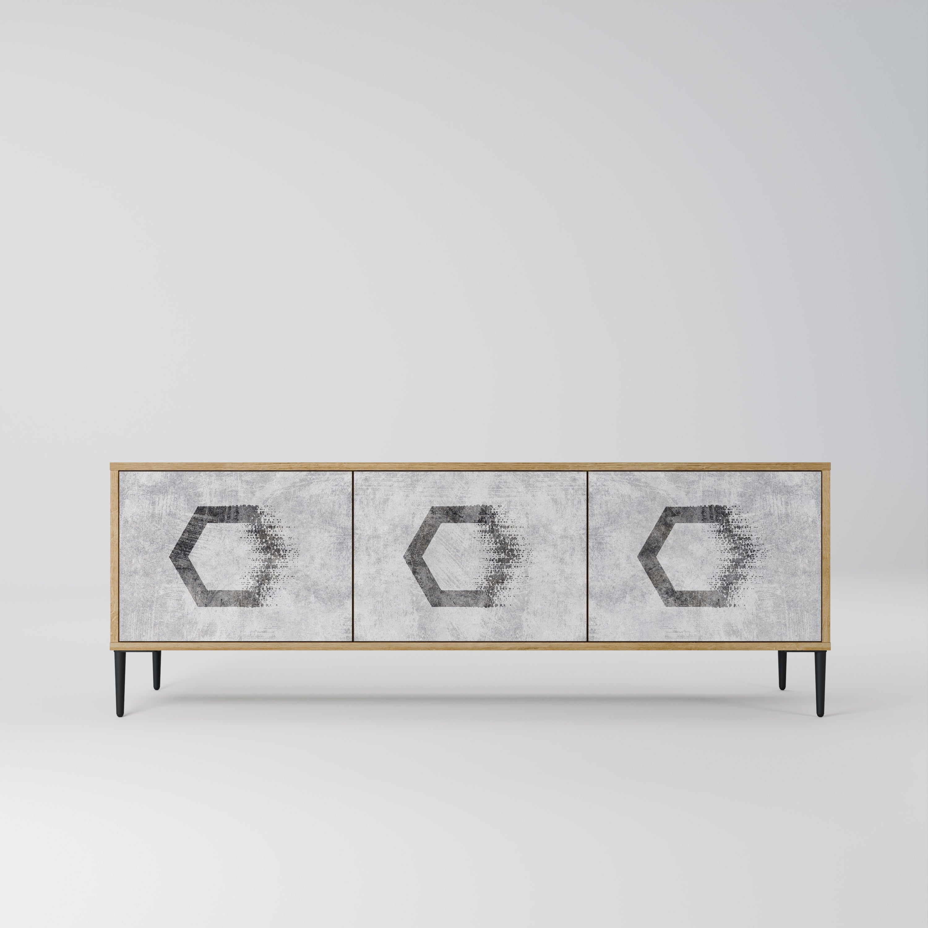 HEXAGONAL FIGURES TV-Lowboard mit 3 Türen in Eiche-Optik