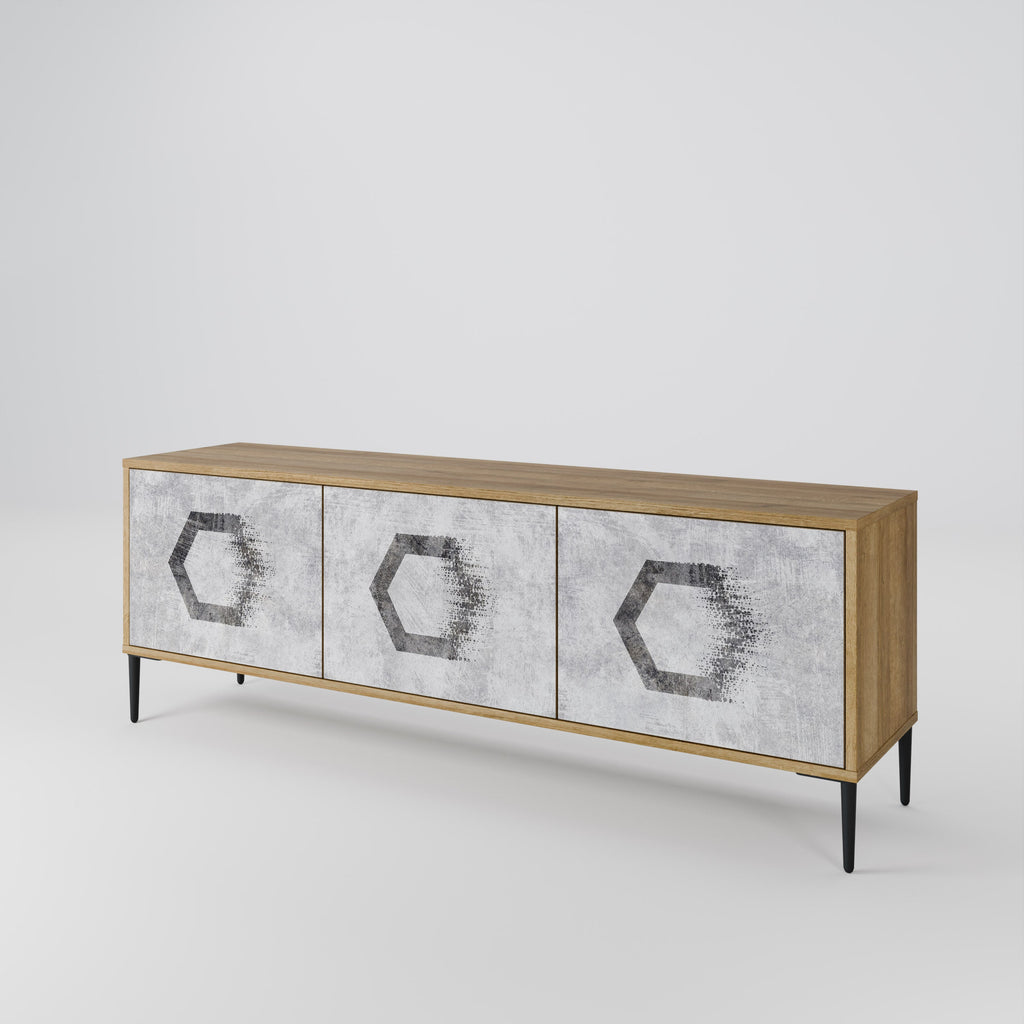 HEXAGONAL FIGURES TV-Lowboard mit 3 Türen in Eiche-Optik