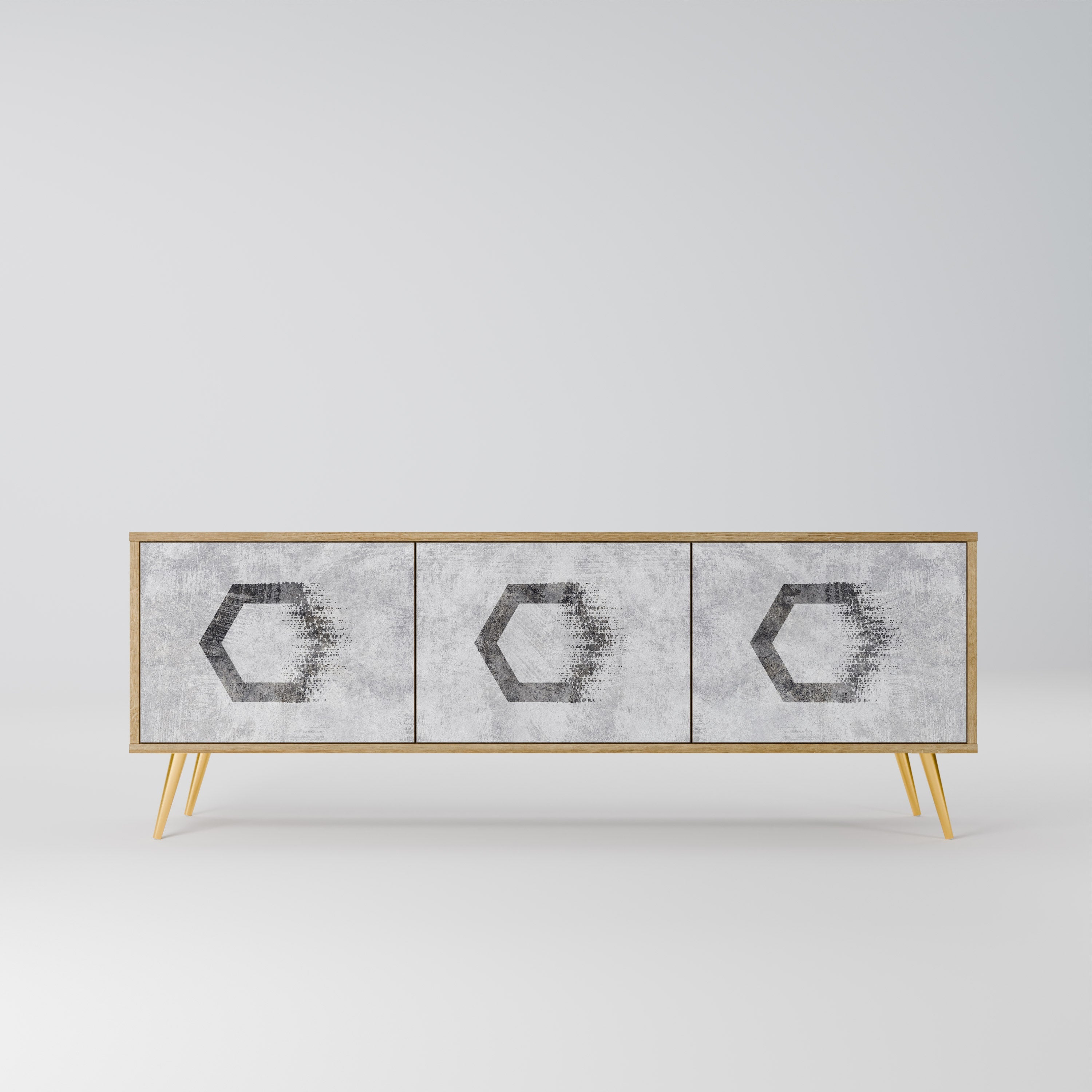 HEXAGONAL FIGURES TV-Lowboard mit 3 Türen in Eiche-Optik