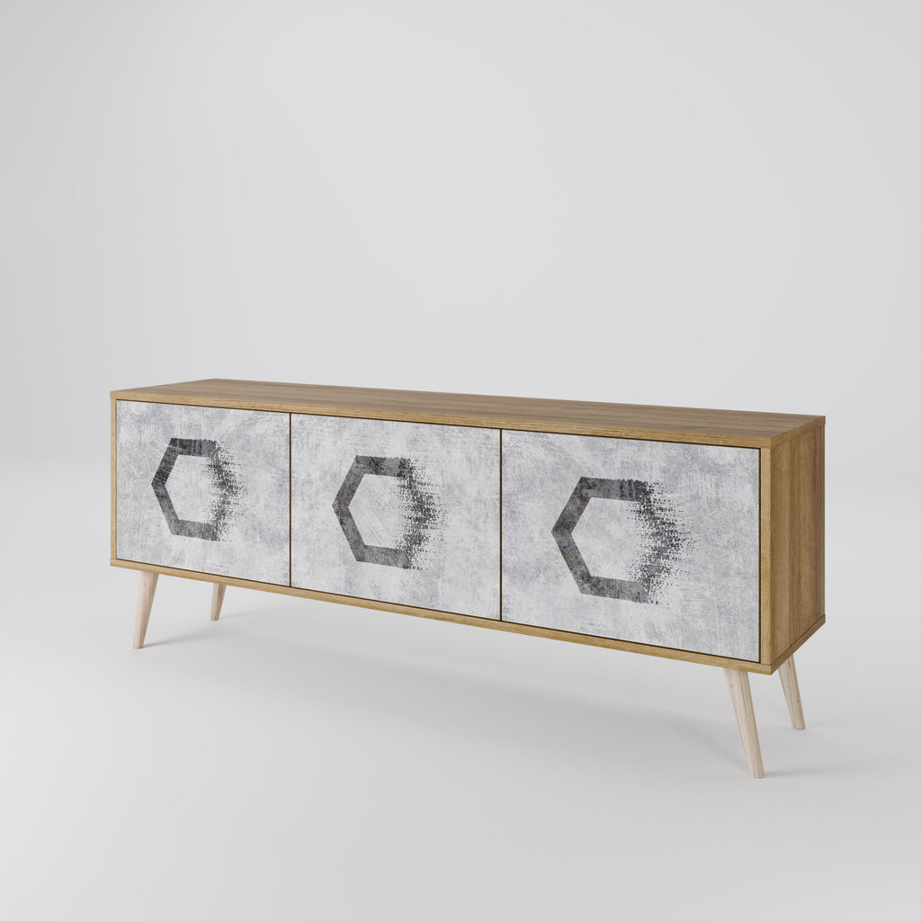 HEXAGONAL FIGURES TV-Lowboard mit 3 Türen in Eiche-Optik