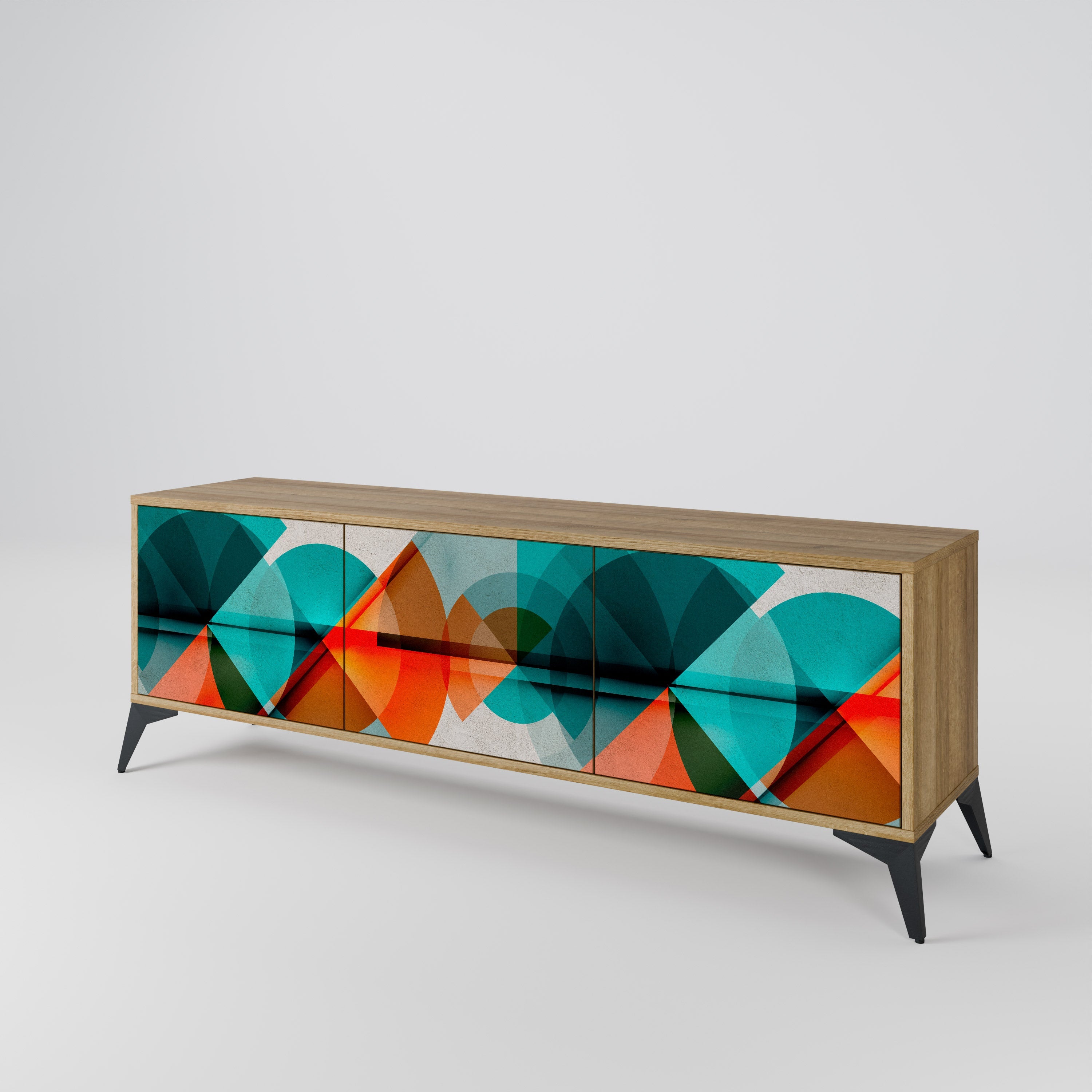 CIRCULAR RHAPSODY TV-Lowboard mit 3 Türen in Eiche-Optik