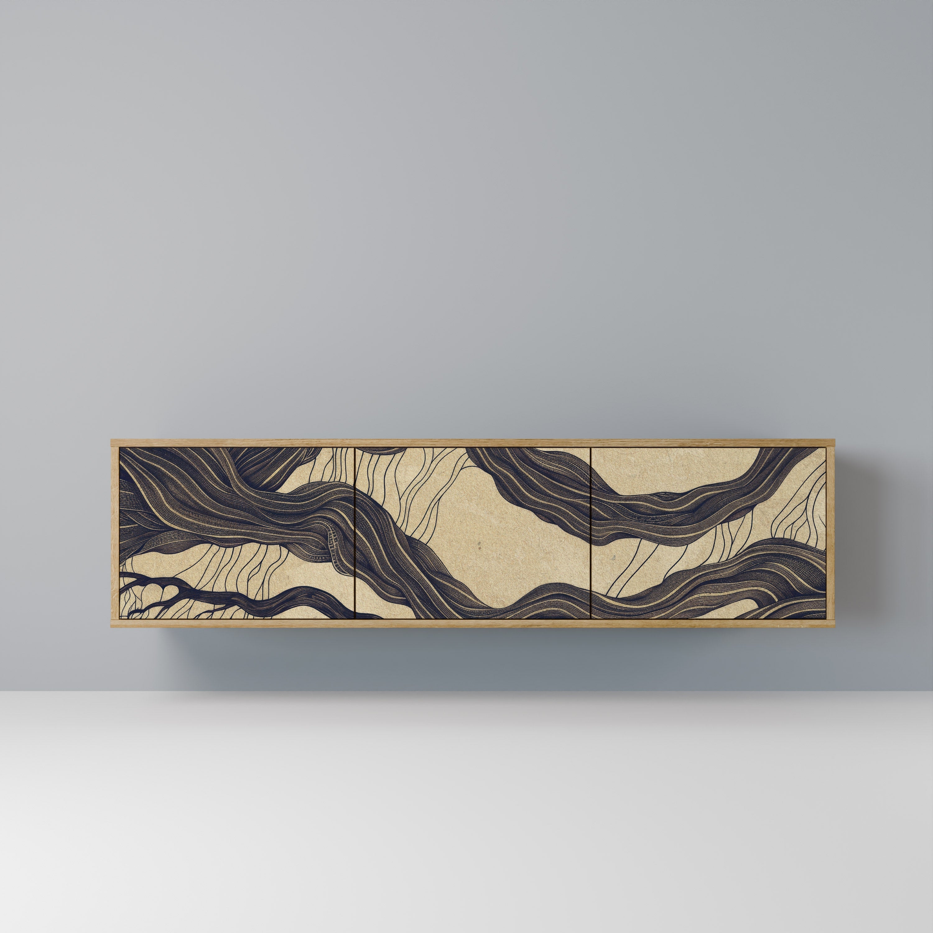 UNIFIED FRAGMENTS TV-Lowboard mit 3 Türen in Eiche-Optik