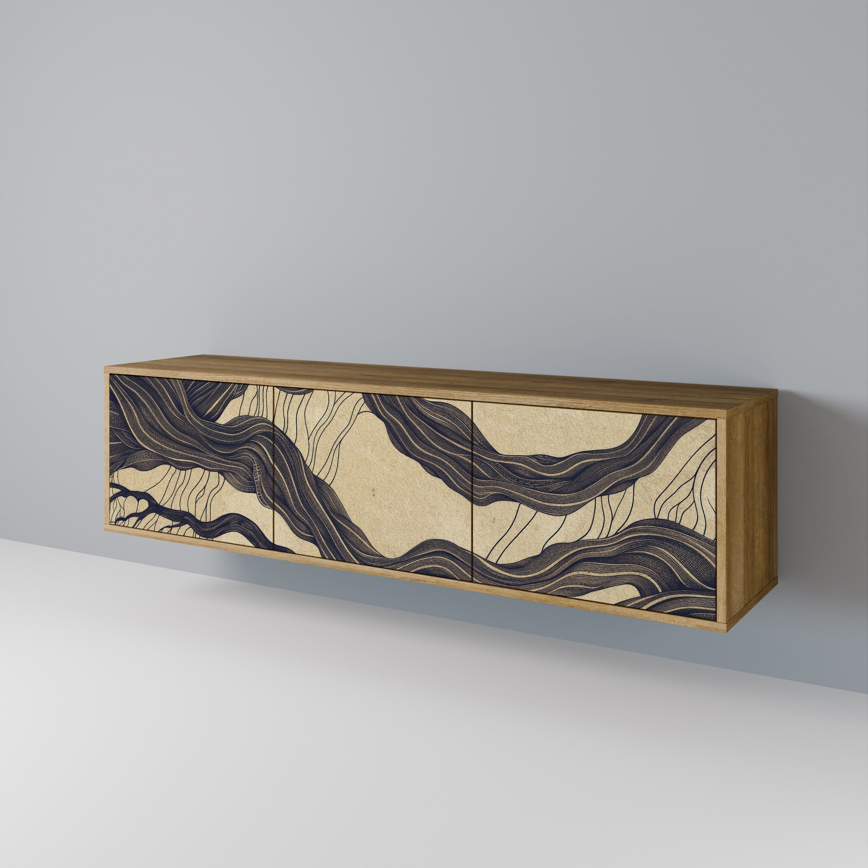 UNIFIED FRAGMENTS TV-Lowboard mit 3 Türen in Eiche-Optik