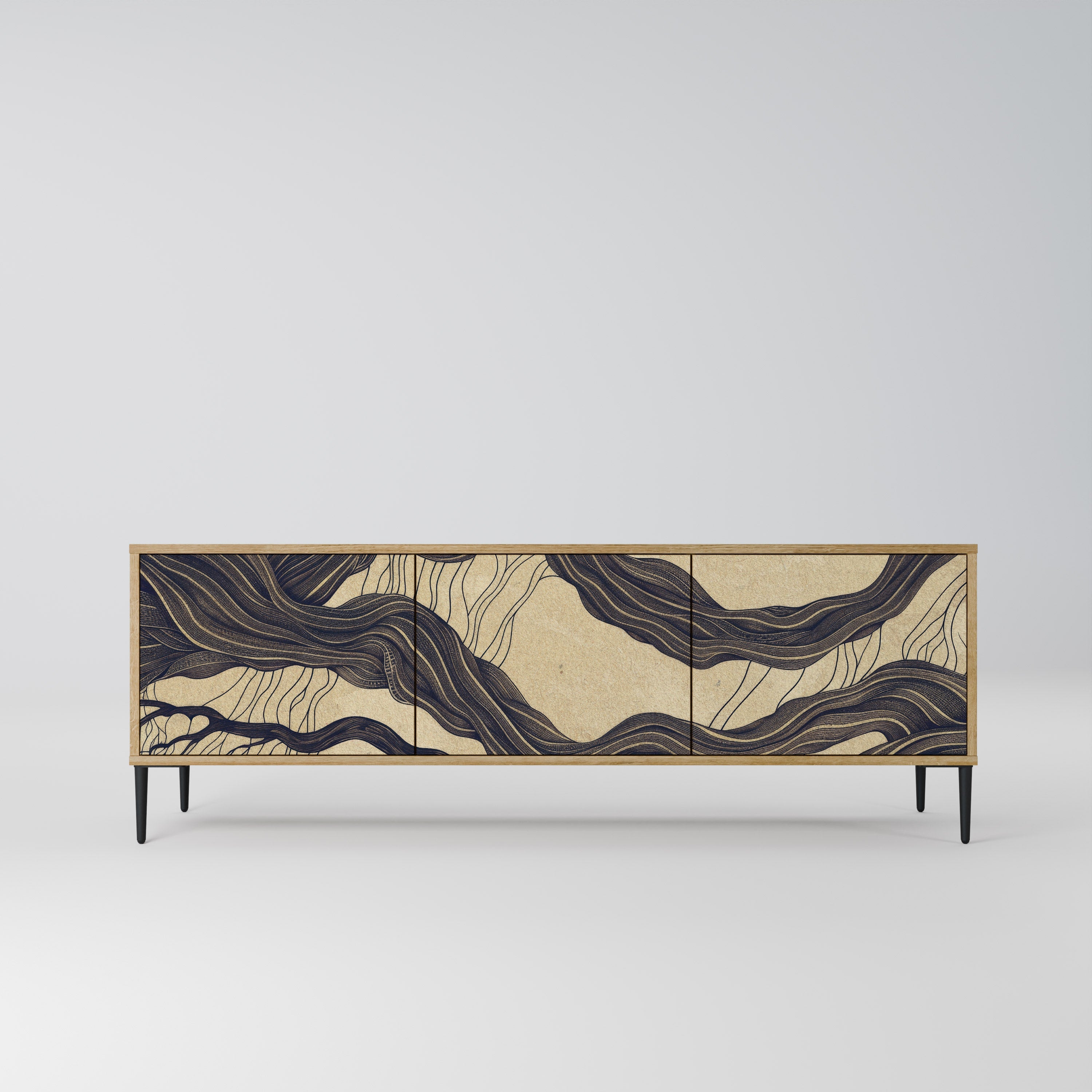 UNIFIED FRAGMENTS TV-Lowboard mit 3 Türen in Eiche-Optik