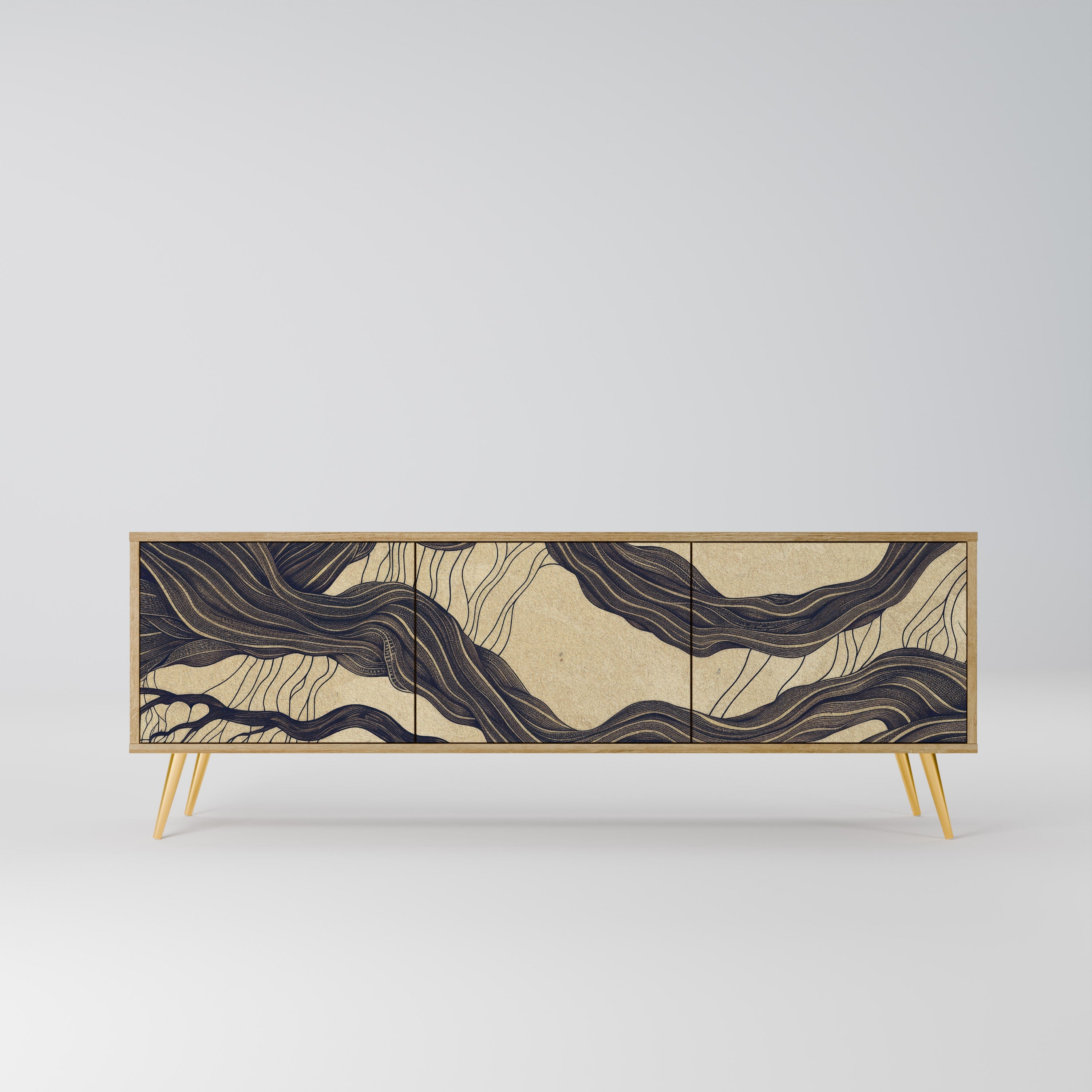 UNIFIED FRAGMENTS TV-Lowboard mit 3 Türen in Eiche-Optik