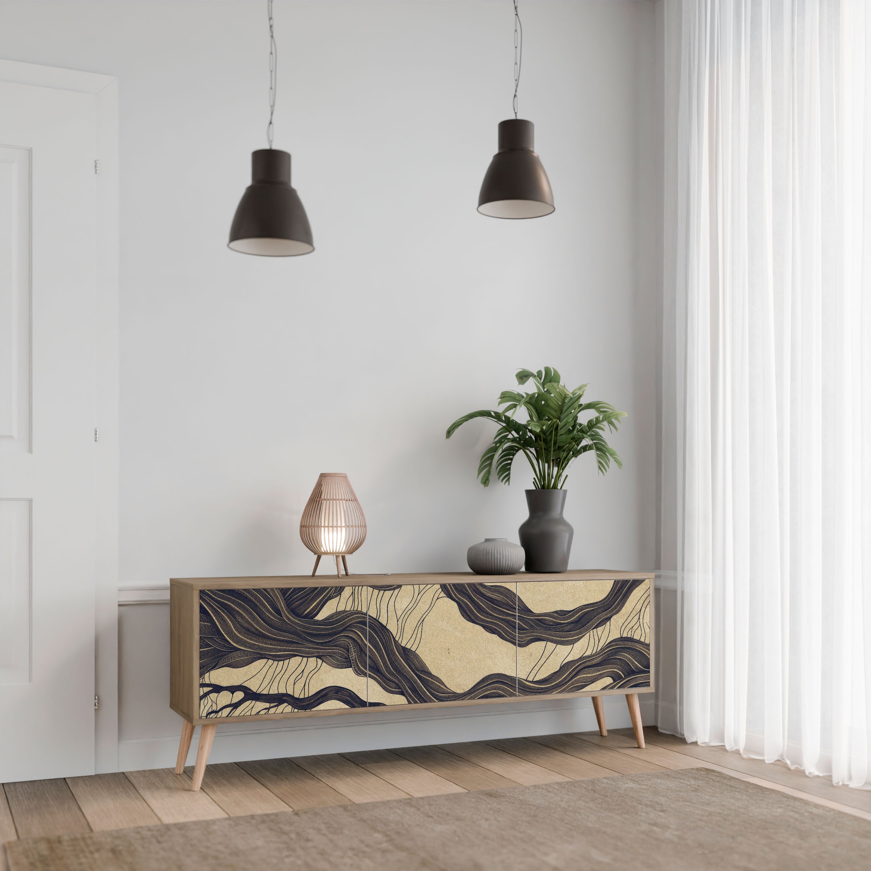 UNIFIED FRAGMENTS TV-Lowboard mit 3 Türen in Eiche-Optik