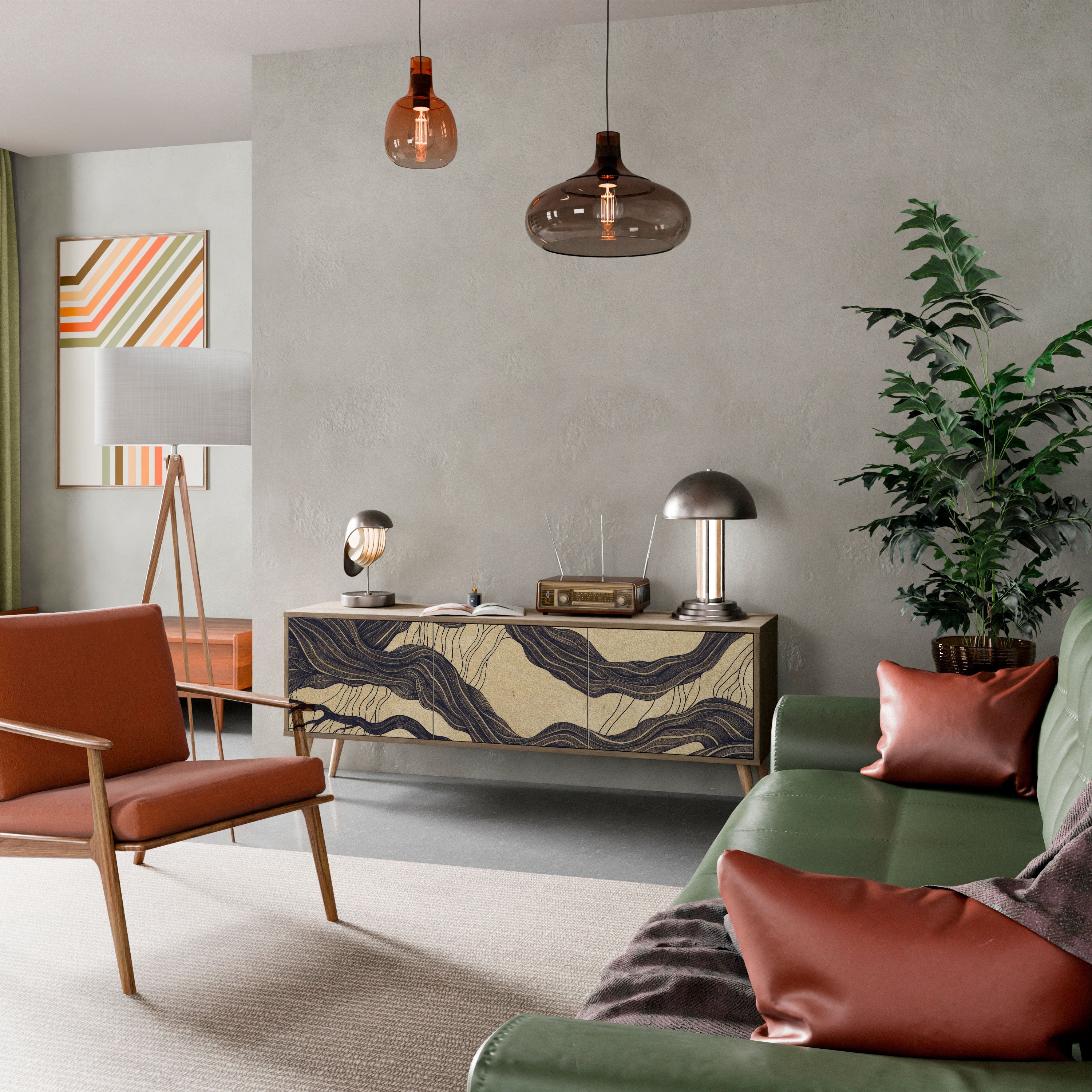 UNIFIED FRAGMENTS TV-Lowboard mit 3 Türen in Eiche-Optik