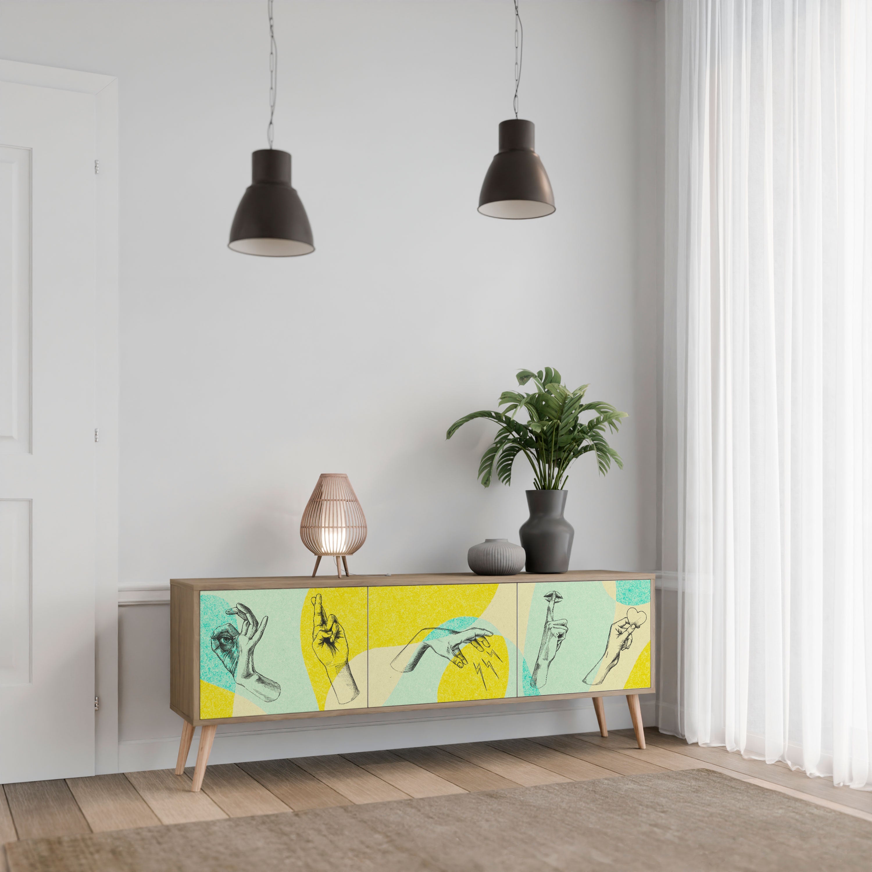 BODY LANGUAGE TV-Lowboard mit 3 Türen in Eiche-Optik