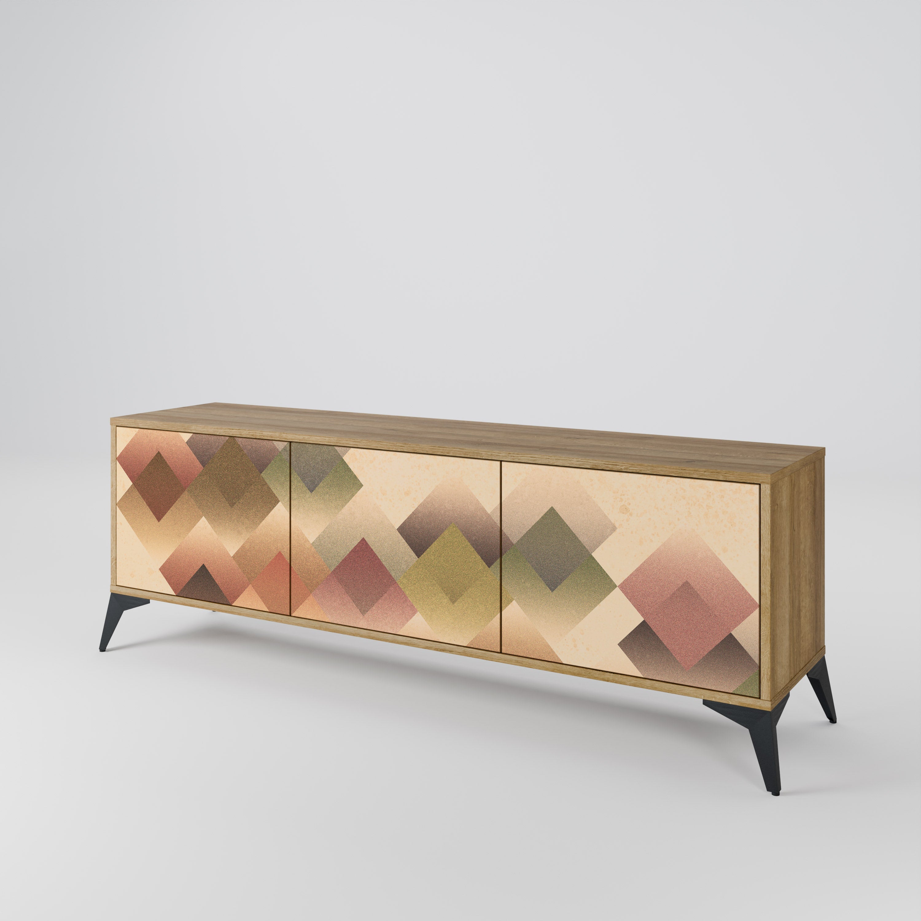 GEOMETRIC FUSION TV-Lowboard mit 3 Türen in Eiche-Optik