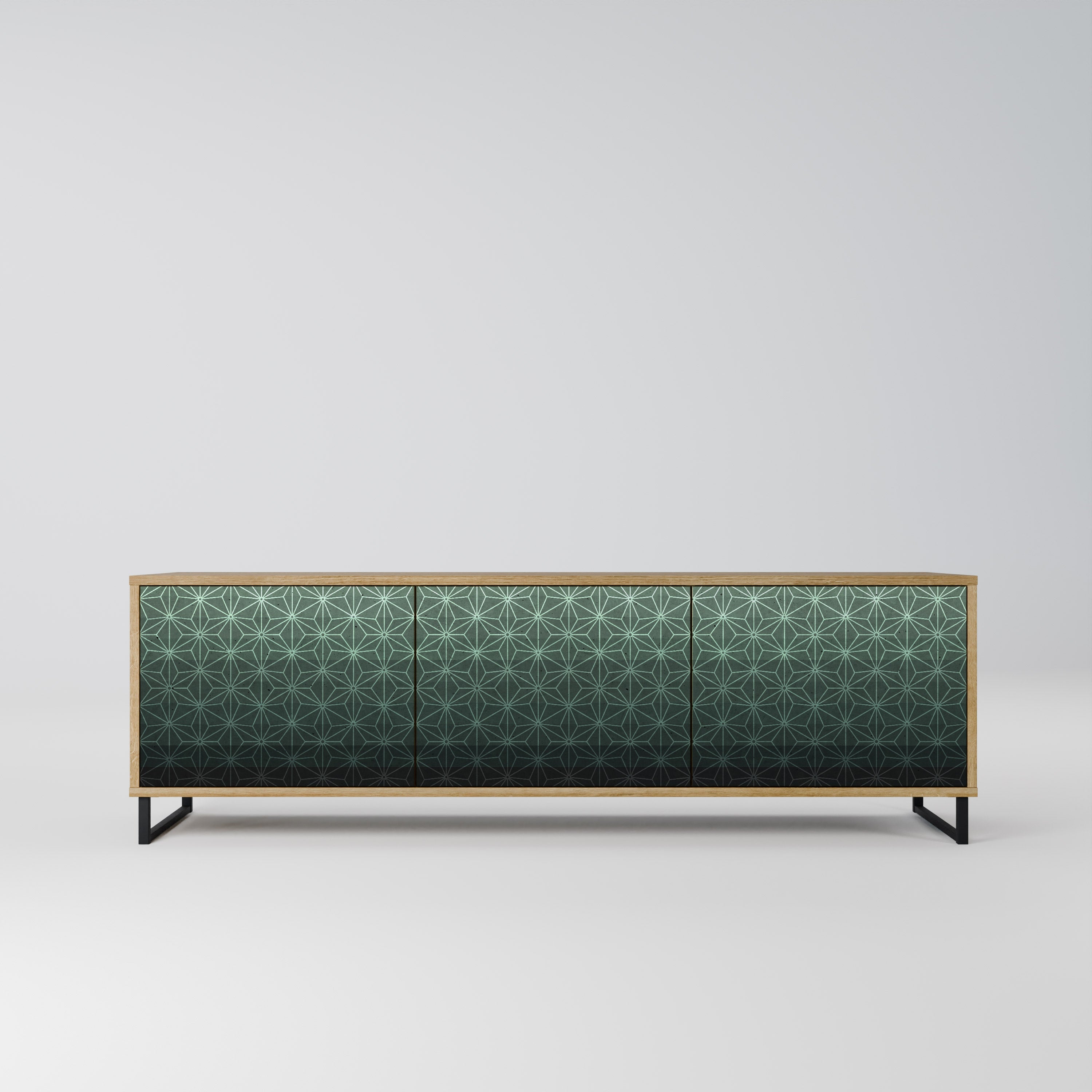 ORNAMENTAL GLIMMER TV-Lowboard mit 3 Türen in Eiche-Optik