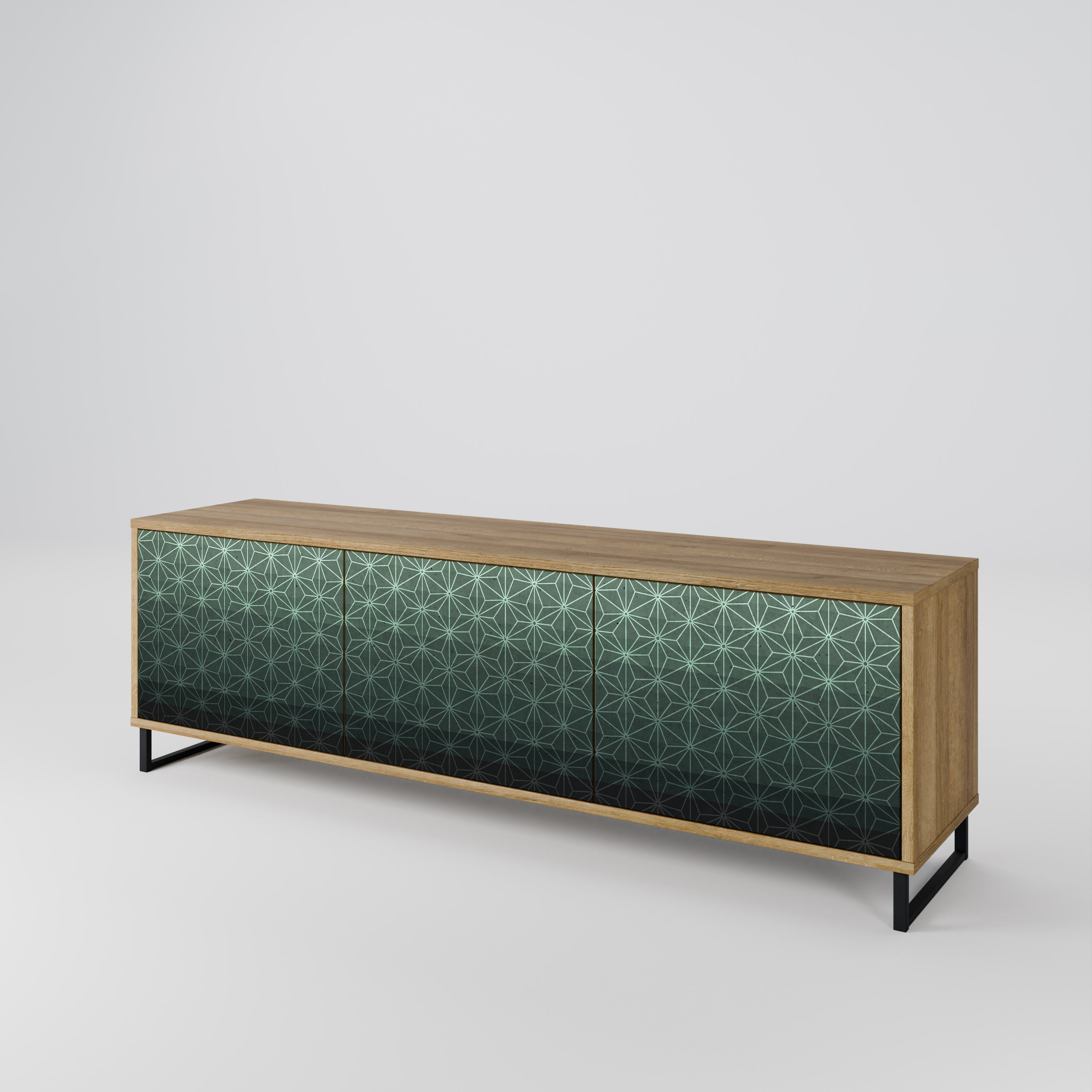 ORNAMENTAL GLIMMER TV-Lowboard mit 3 Türen in Eiche-Optik