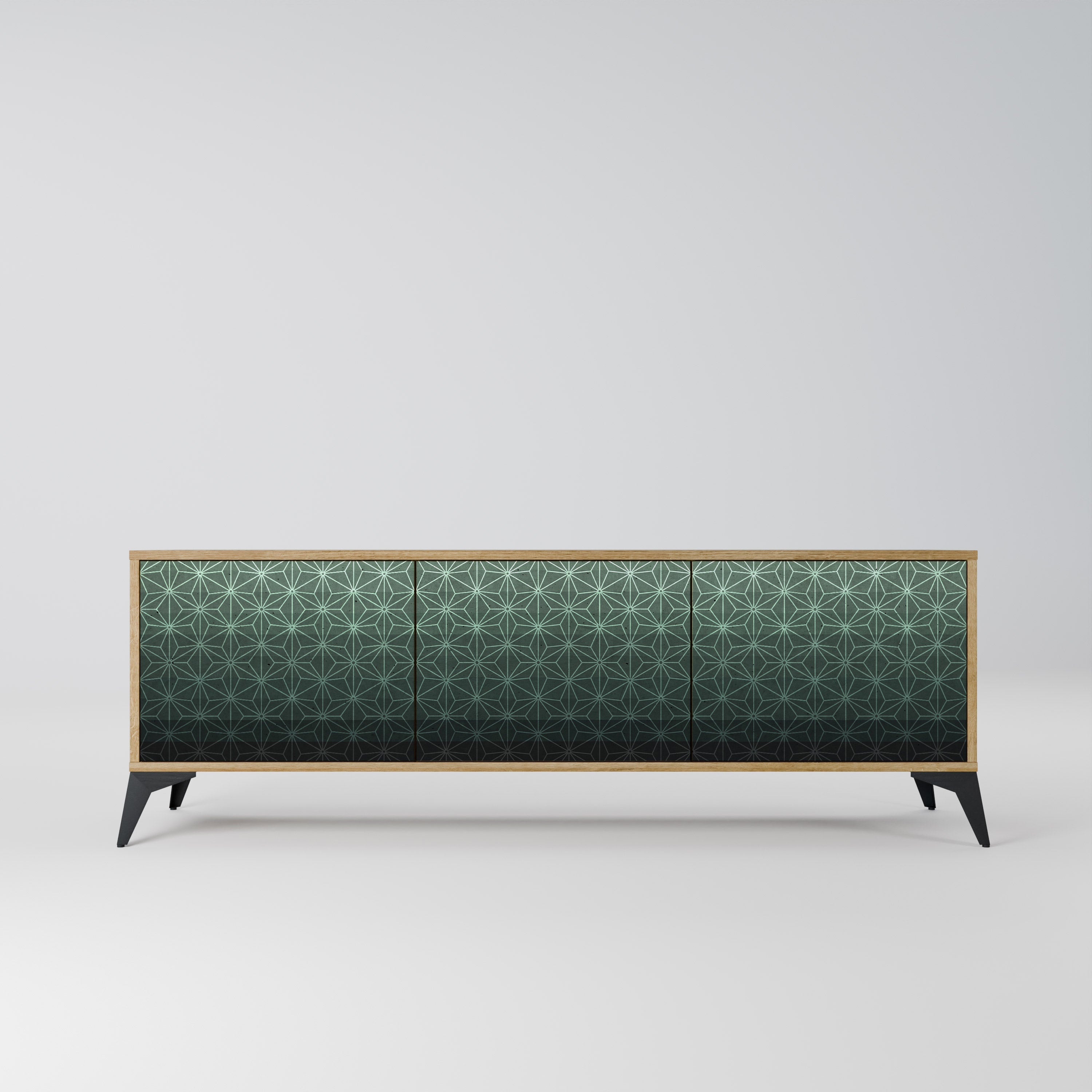 ORNAMENTAL GLIMMER TV-Lowboard mit 3 Türen in Eiche-Optik