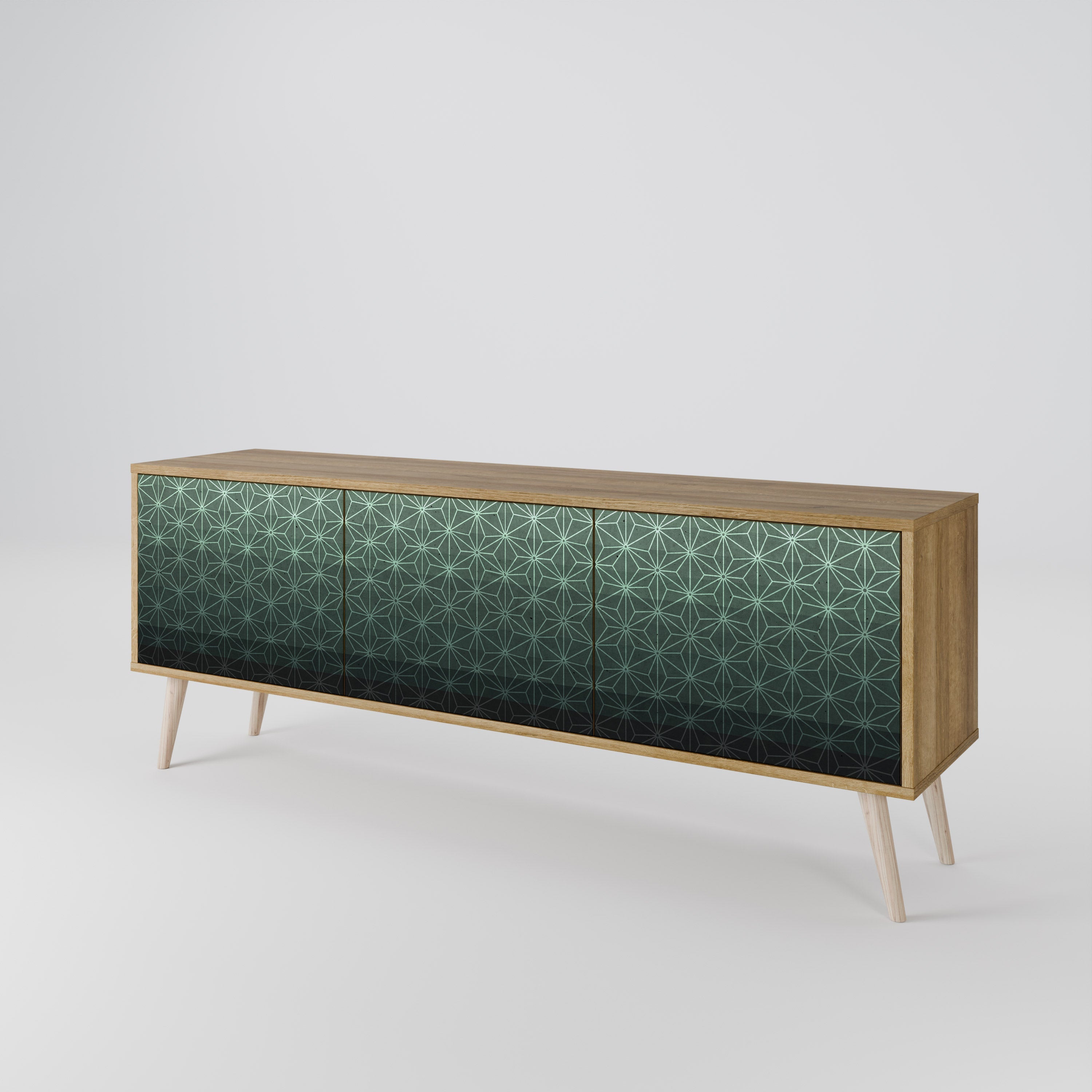 ORNAMENTAL GLIMMER TV-Lowboard mit 3 Türen in Eiche-Optik