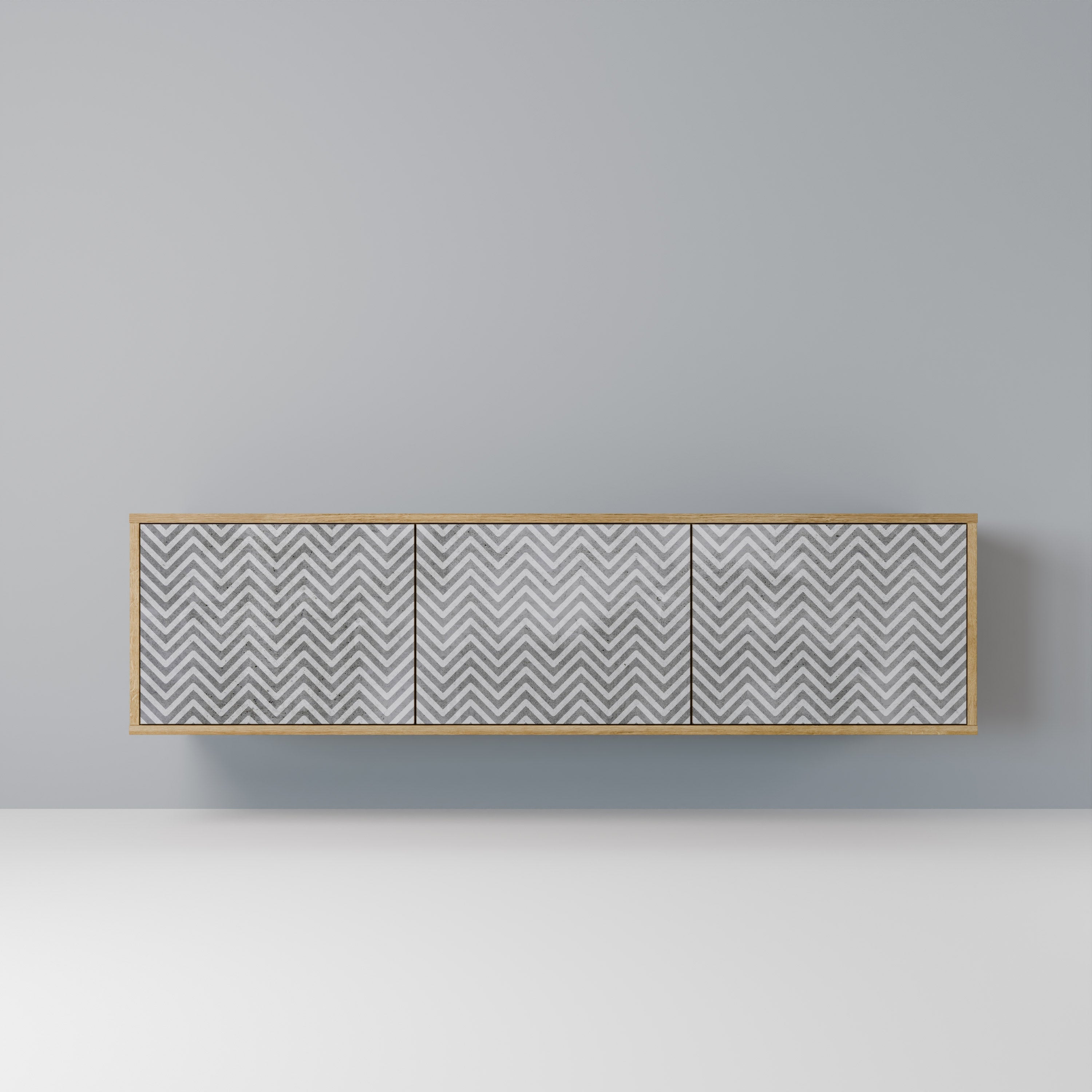CONCRETE ZIG ZAG TV-Lowboard mit 3 Türen in Eiche-Optik