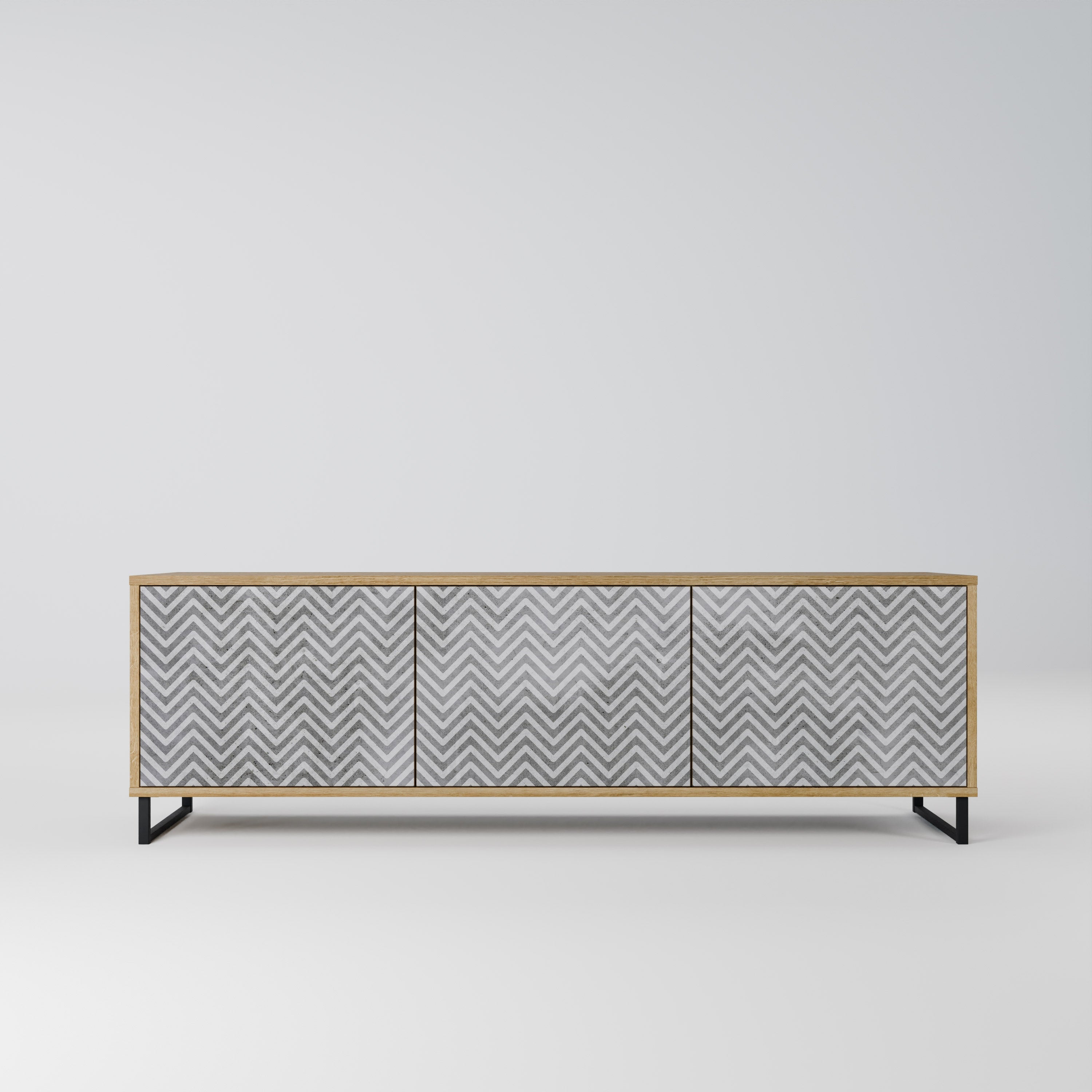 CONCRETE ZIG ZAG TV-Lowboard mit 3 Türen in Eiche-Optik