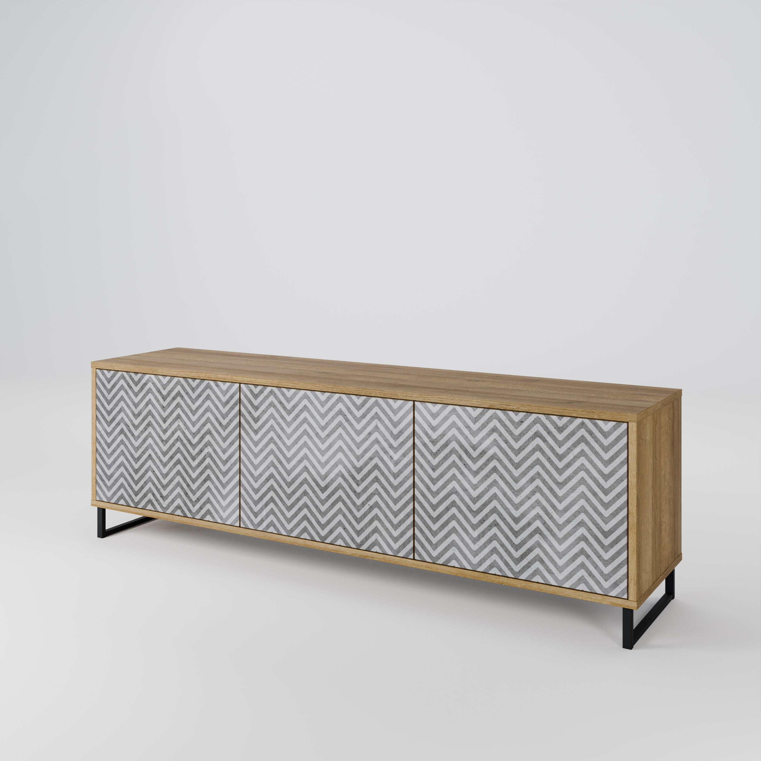 CONCRETE ZIG ZAG 3-Door TV Cabinet