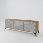 CONCRETE ZIG ZAG TV-Lowboard mit 3 Türen in Eiche-Optik