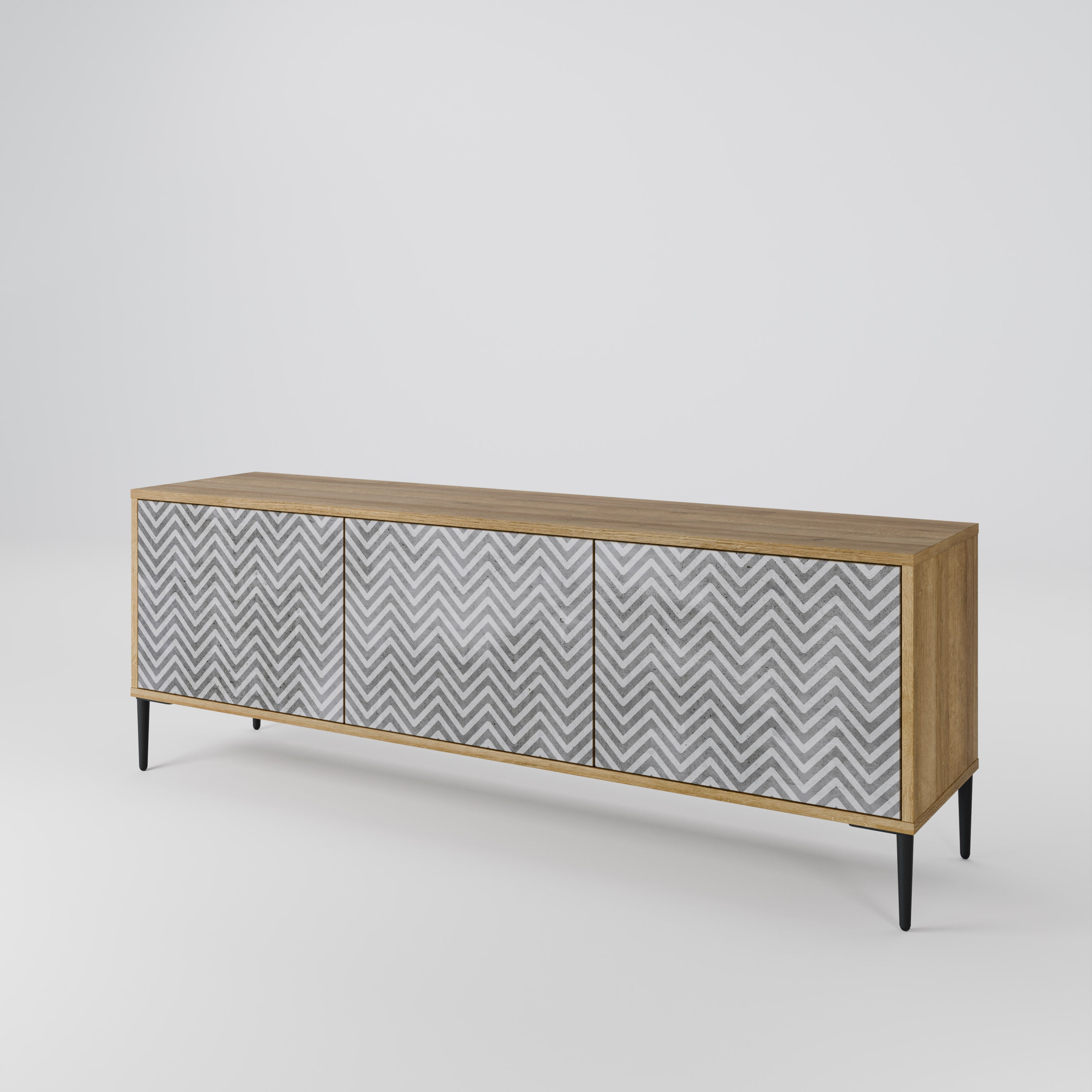 CONCRETE ZIG ZAG 3-Door TV Cabinet