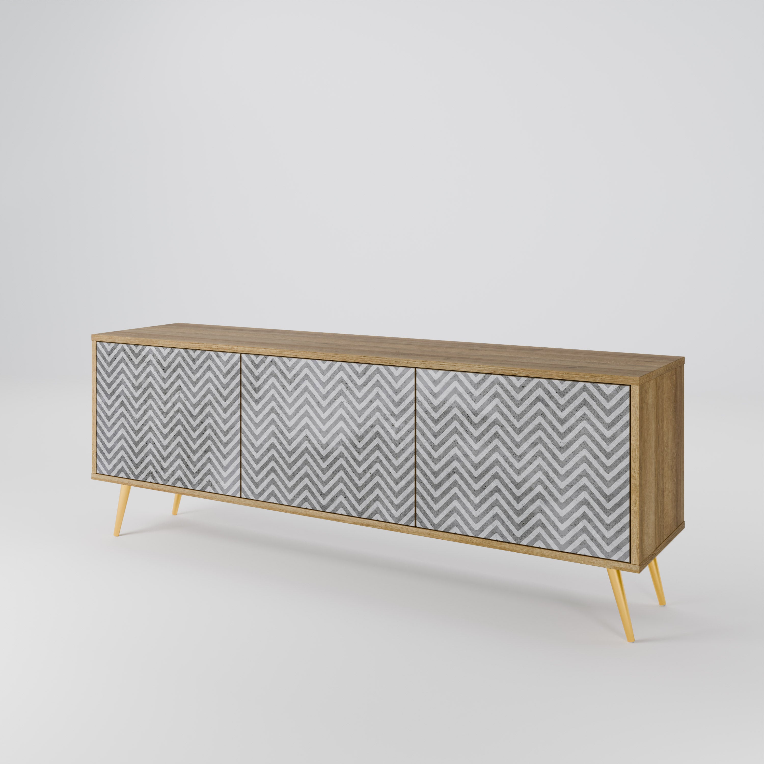 CONCRETE ZIG ZAG 3-Door TV Cabinet