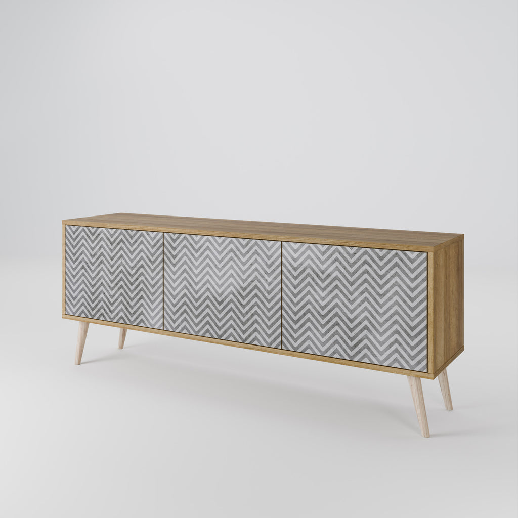 CONCRETE ZIG ZAG 3-Door TV Cabinet