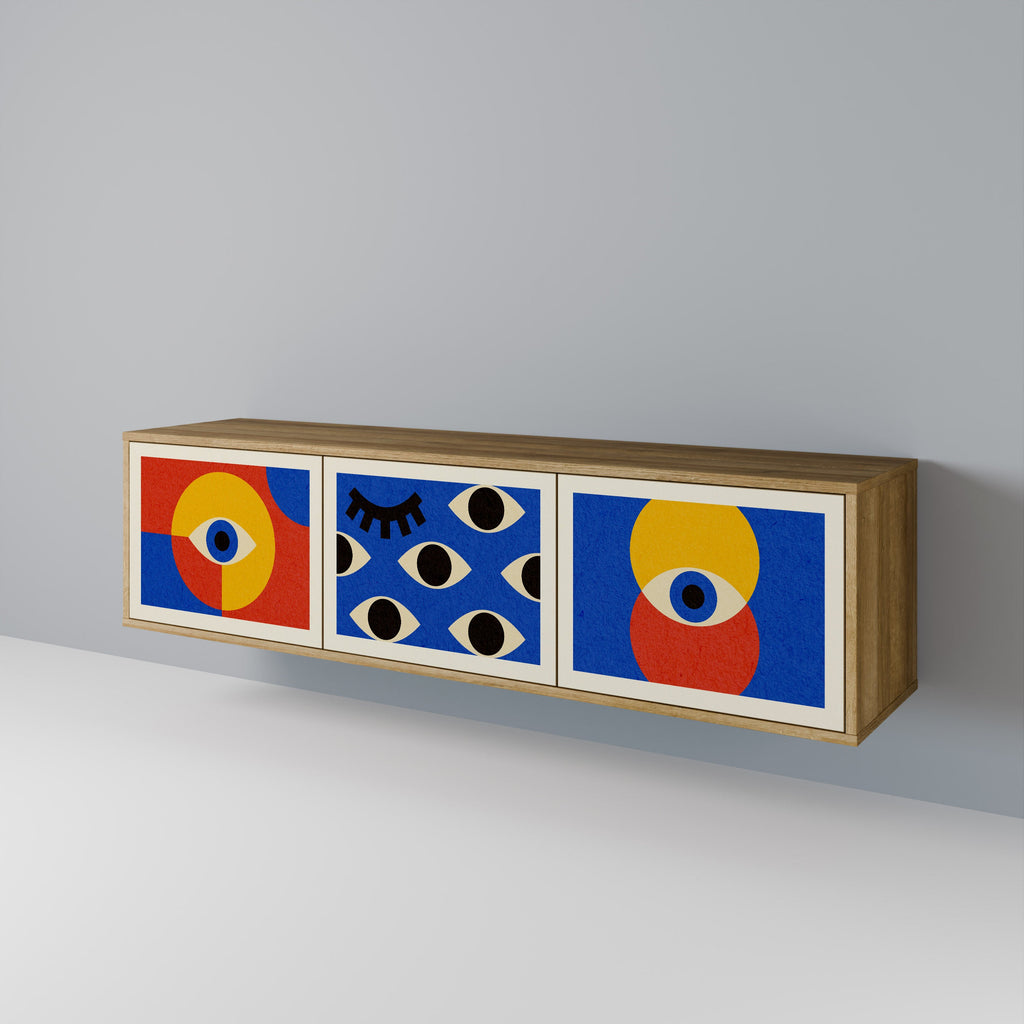 GEOMETRIC EYES TV-Lowboard mit 3 Türen in Eiche-Optik