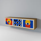 GEOMETRIC EYES TV-Lowboard mit 3 Türen in Eiche-Optik