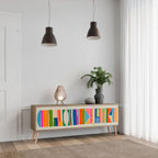 GEOMETRIC SHINE TV-Lowboard mit 3 Türen in Eiche-Optik