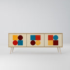 GEOMETRIC PUZZLE TV-Lowboard mit 3 Türen in Eiche-Optik