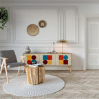 GEOMETRIC PUZZLE TV-Lowboard mit 3 Türen in Eiche-Optik