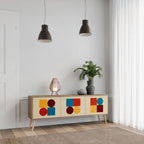 GEOMETRIC PUZZLE TV-Lowboard mit 3 Türen in Eiche-Optik