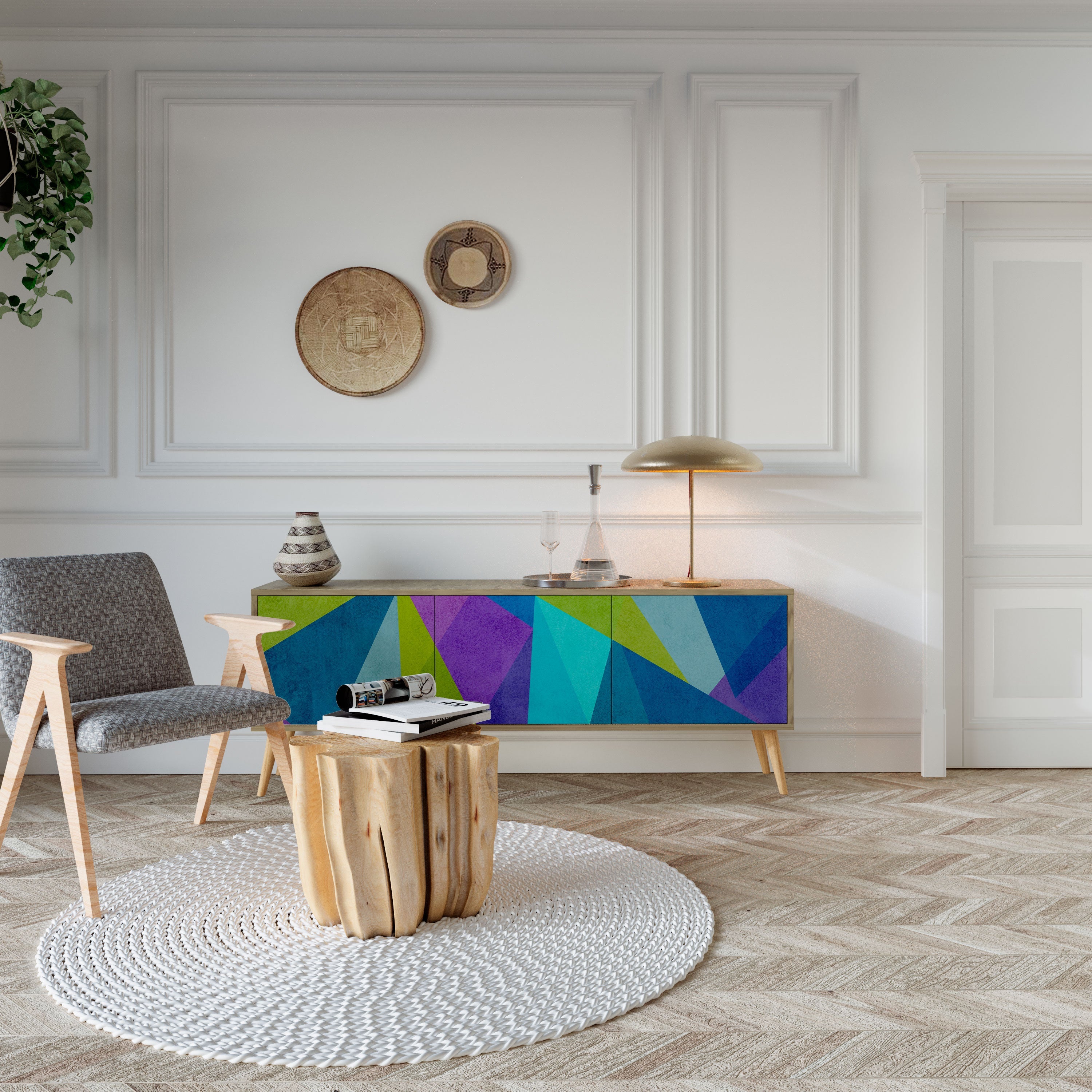 COLD SHOWCASE TV-Lowboard mit 3 Türen in Eiche-Optik