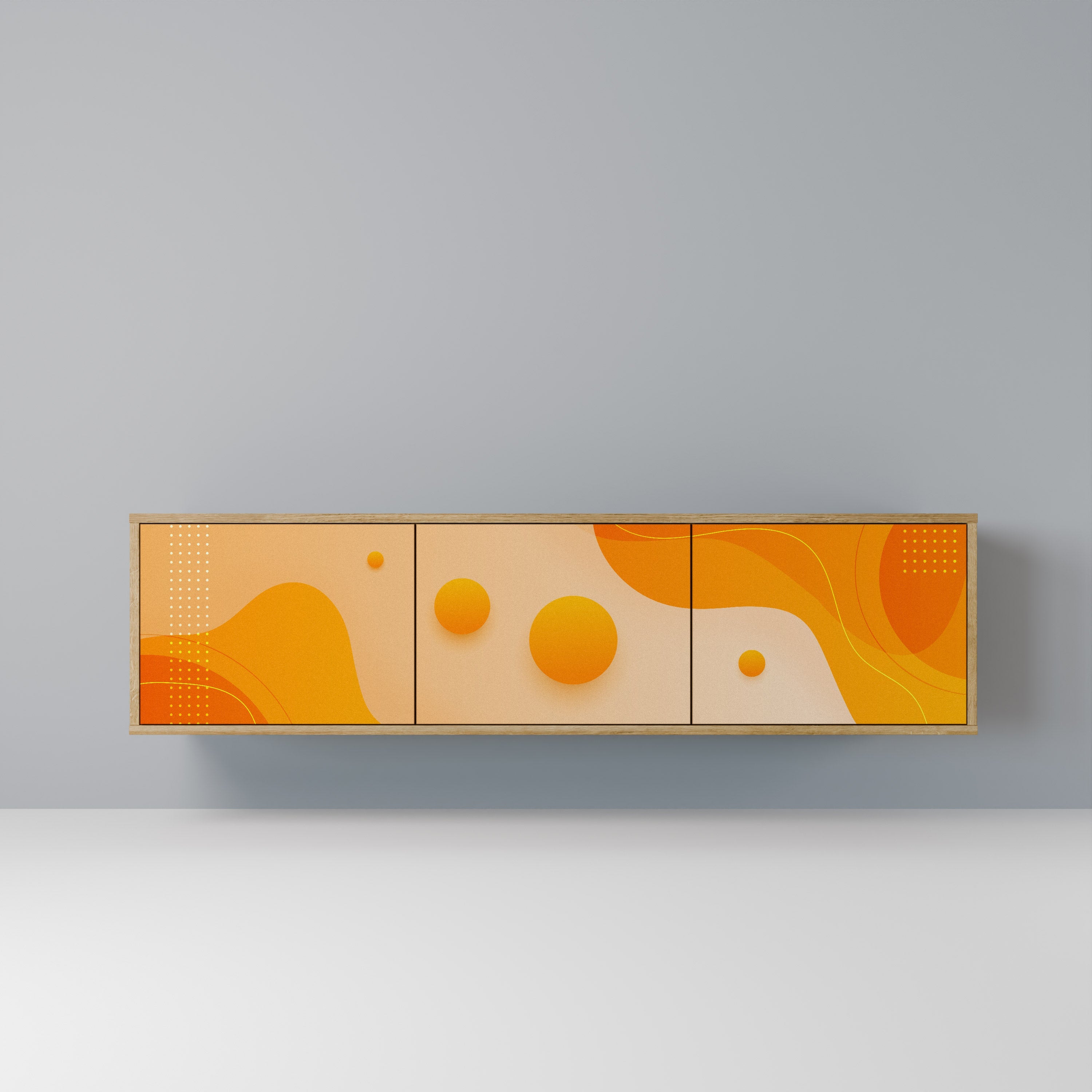 ORANGE ARRANGEMENT TV-Lowboard mit 3 Türen in Eiche-Optik