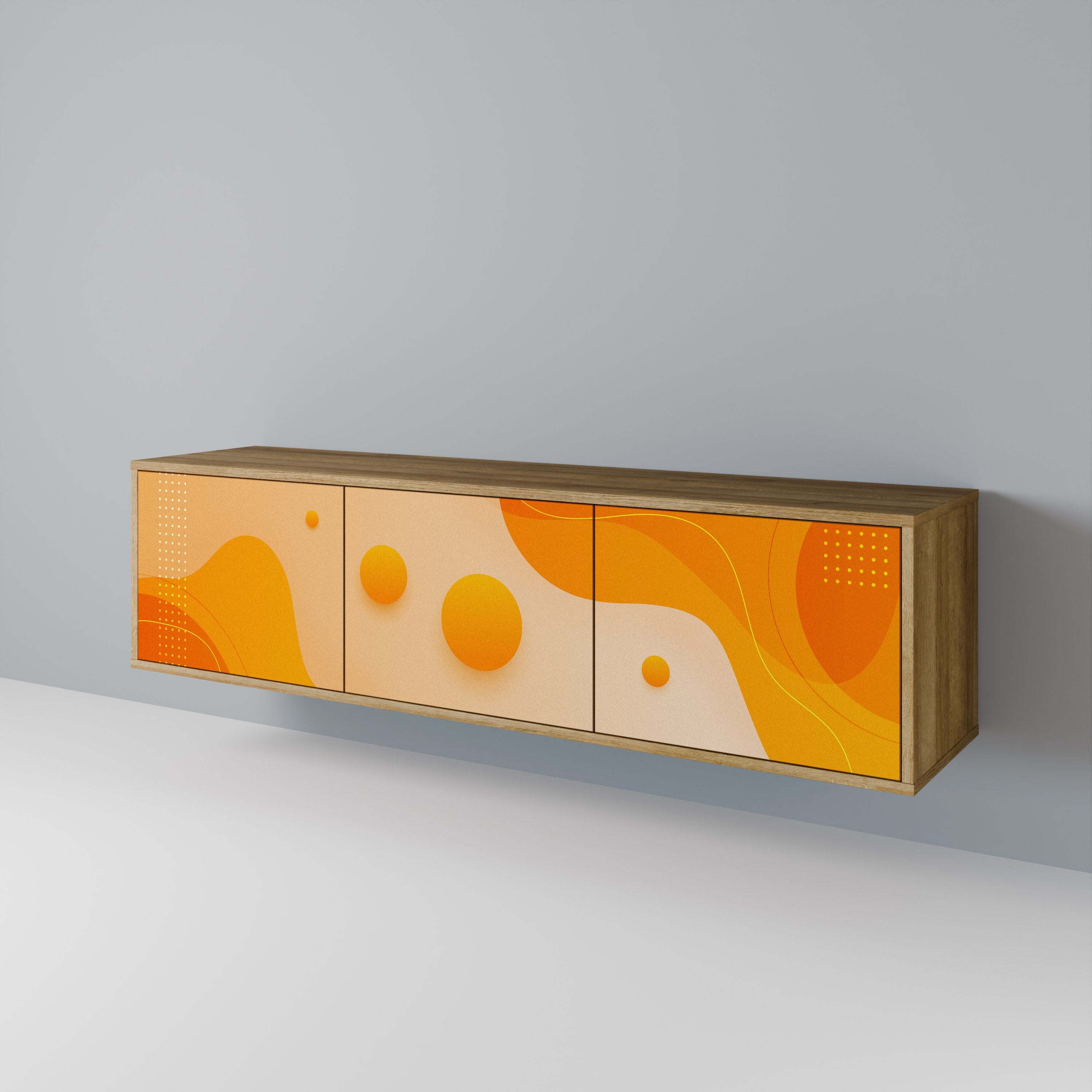 ORANGE ARRANGEMENT TV-Lowboard mit 3 Türen in Eiche-Optik