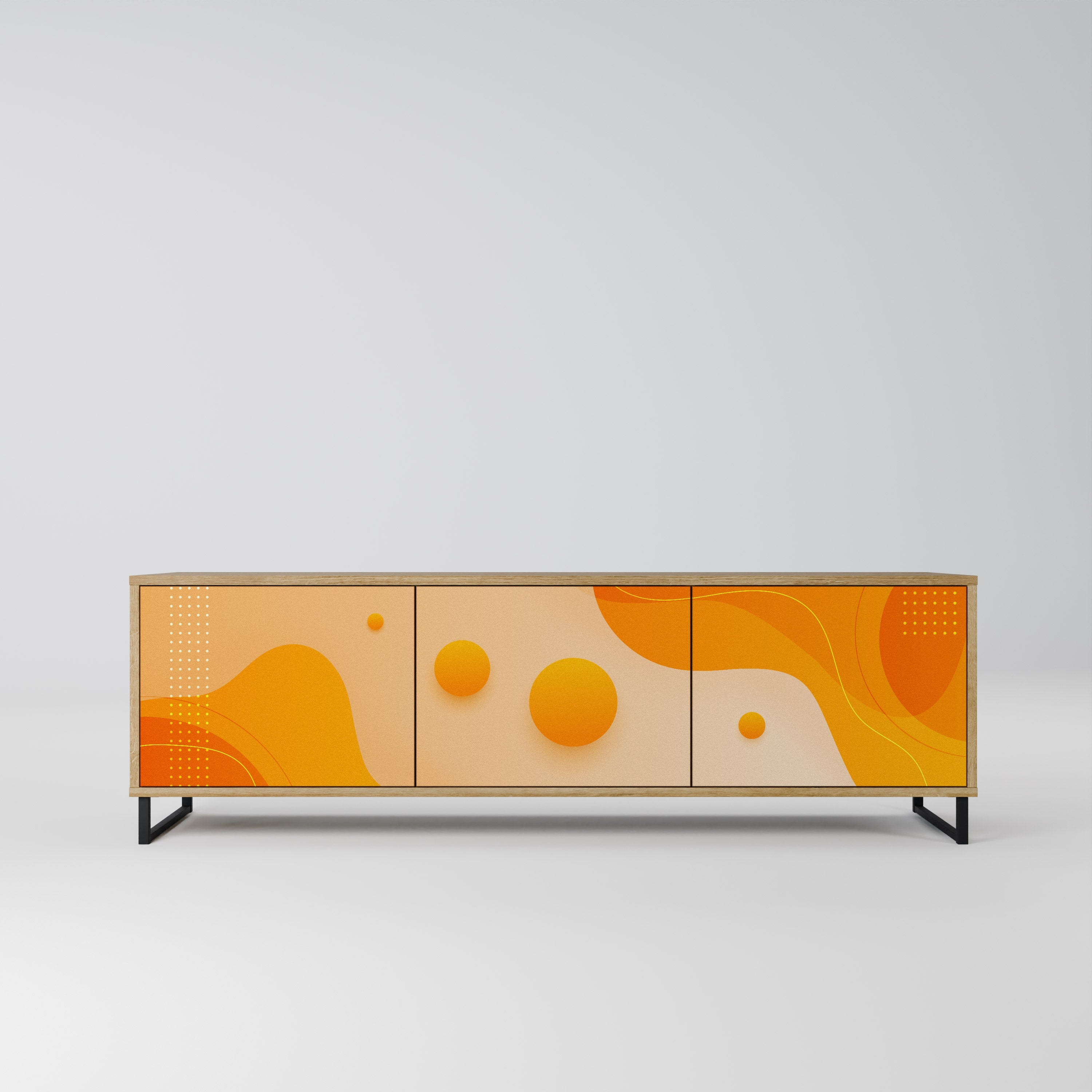 ORANGE ARRANGEMENT TV-Lowboard mit 3 Türen in Eiche-Optik