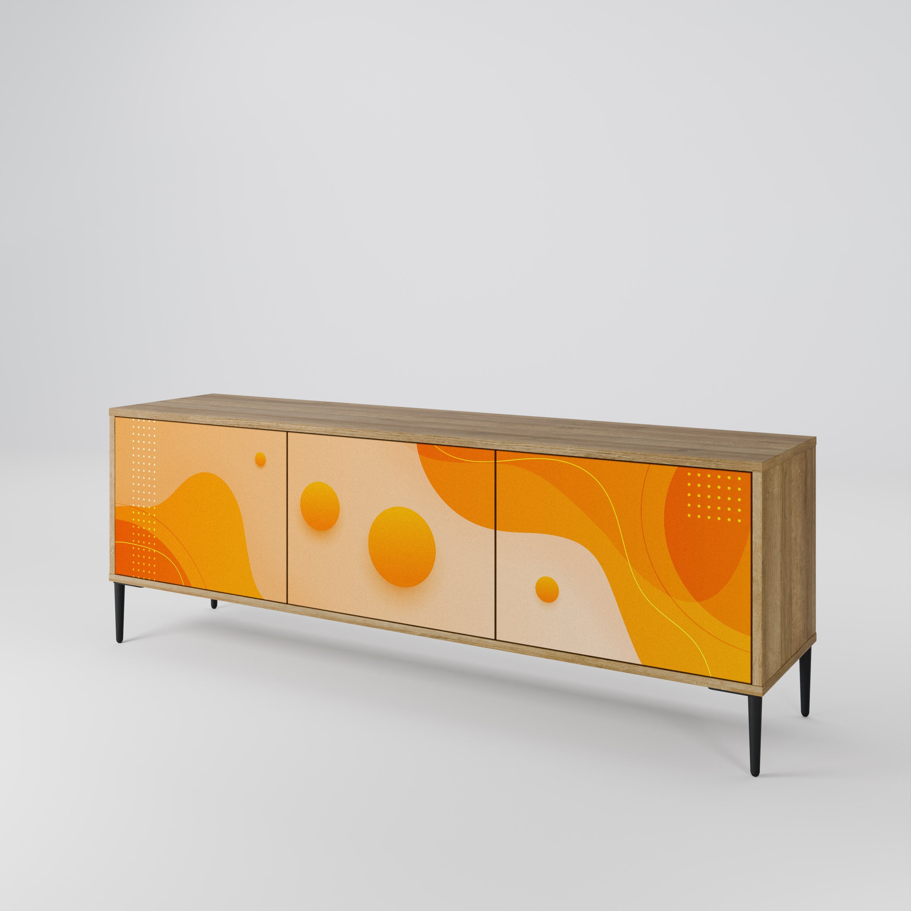 ORANGE ARRANGEMENT TV-Lowboard mit 3 Türen in Eiche-Optik