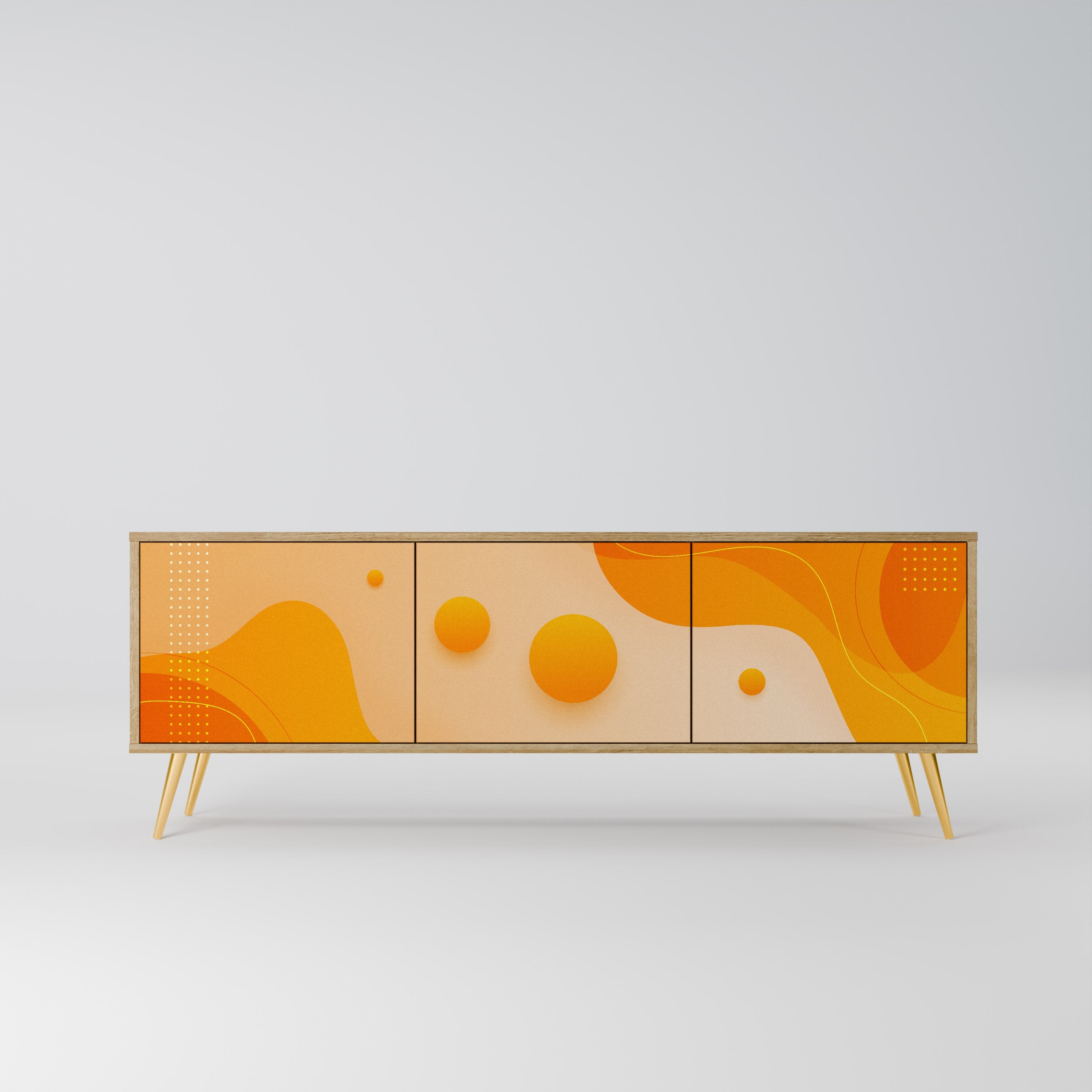 ORANGE ARRANGEMENT TV-Lowboard mit 3 Türen in Eiche-Optik