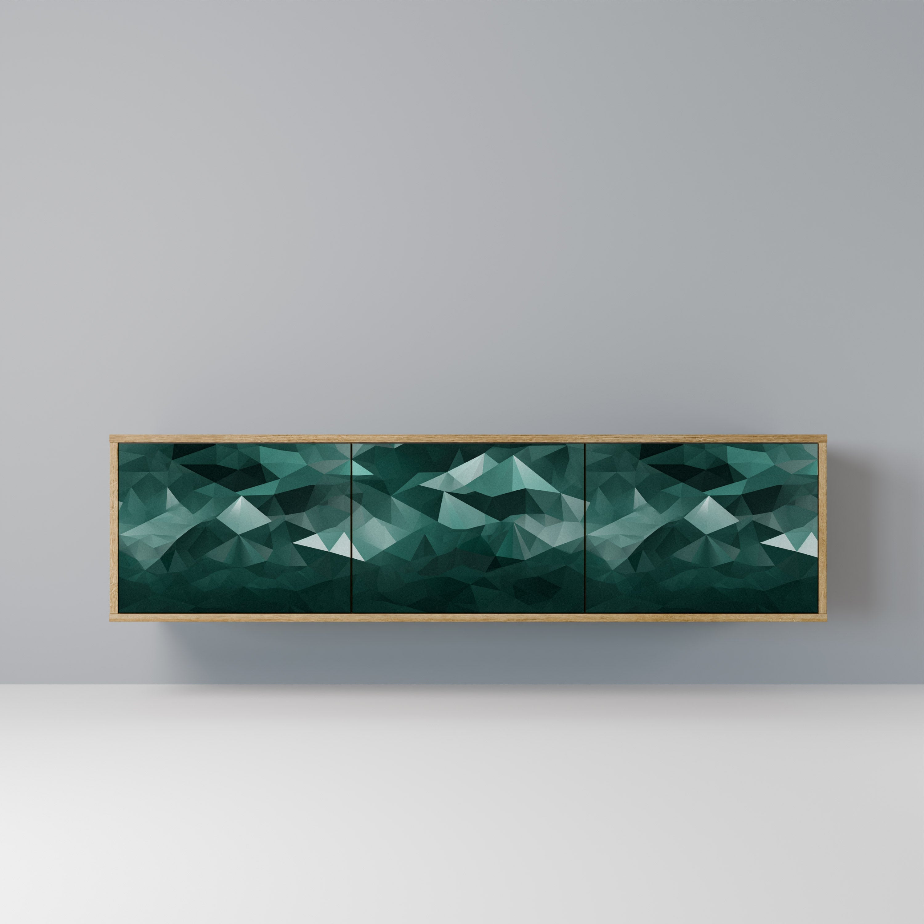 POLYGONAL FLOATING TV-Lowboard mit 3 Türen in Eiche-Optik